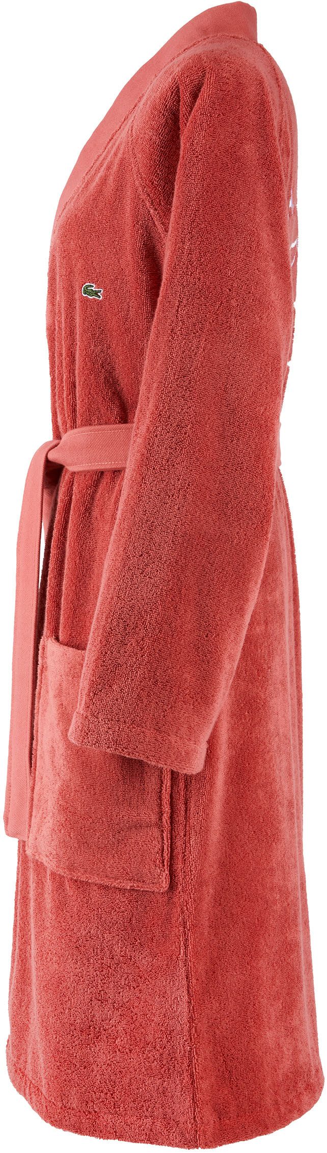Lacoste Bademantel LDEFILE, Midilänge, Baumwolle, Kimono-Kragen, Gürtel, Mit Logo-Stickerei auf der Rückseite, aus 100% Baumwolle