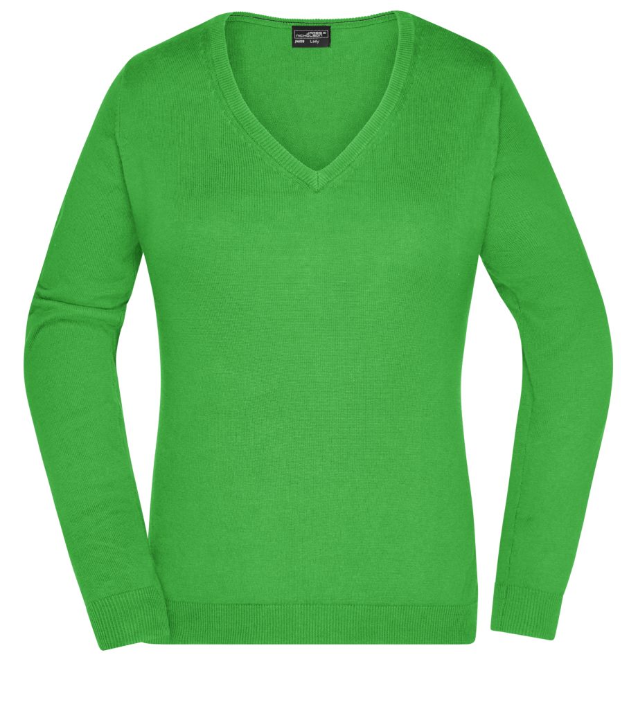 Nicholson James Unifarben JN658 Damen & V-Ausschnitt-Pullover green Strickpullover