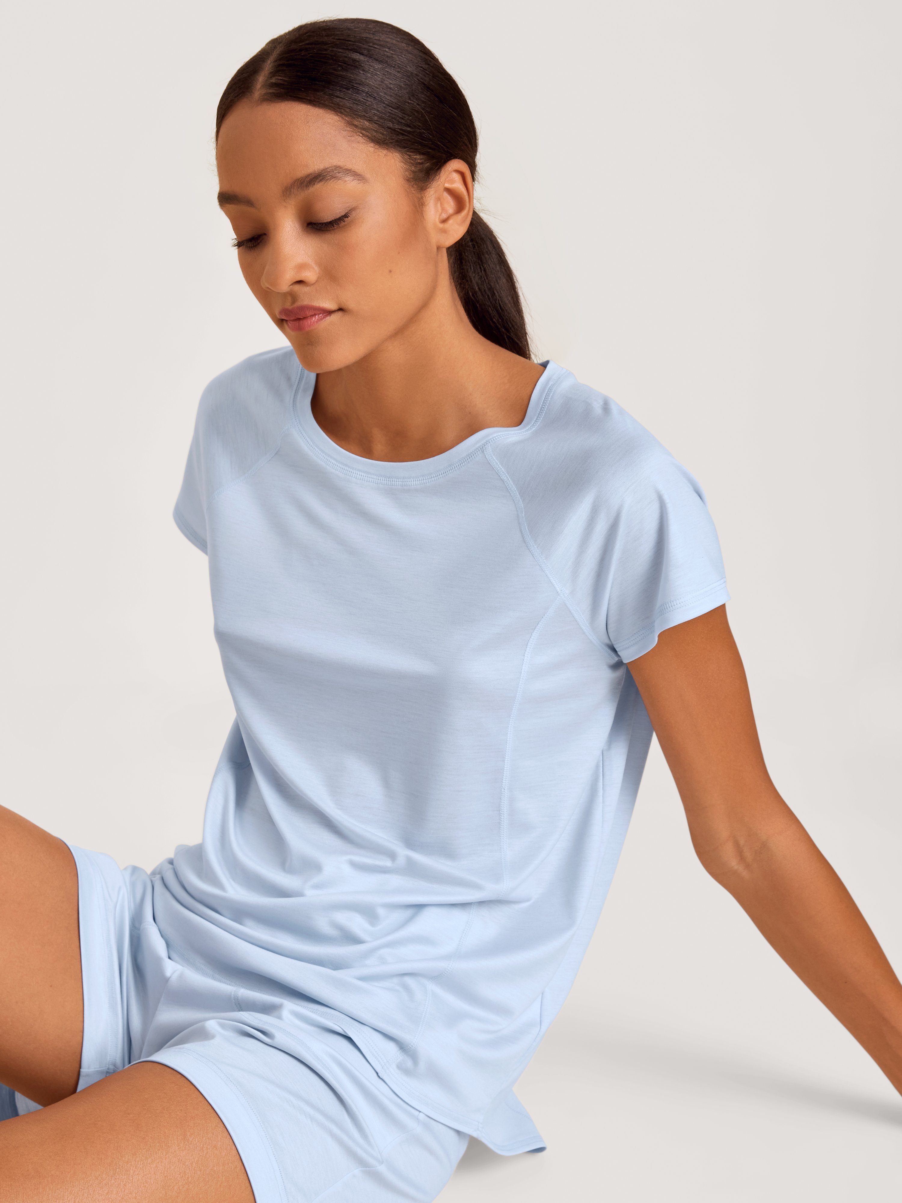 CALIDA T-Shirt kühlend 1 Stück, kurz Calida 14620 (1 1-tlg., blue harmony Stück) Shirt Damen