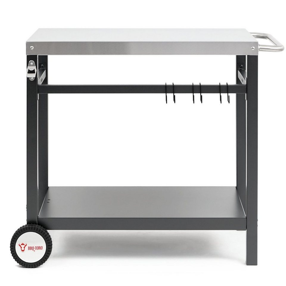 BBQ-Toro Grillablagetisch Grillwagen 85x50x81 cm, Beistelltisch Rollwagen  zum Grillen