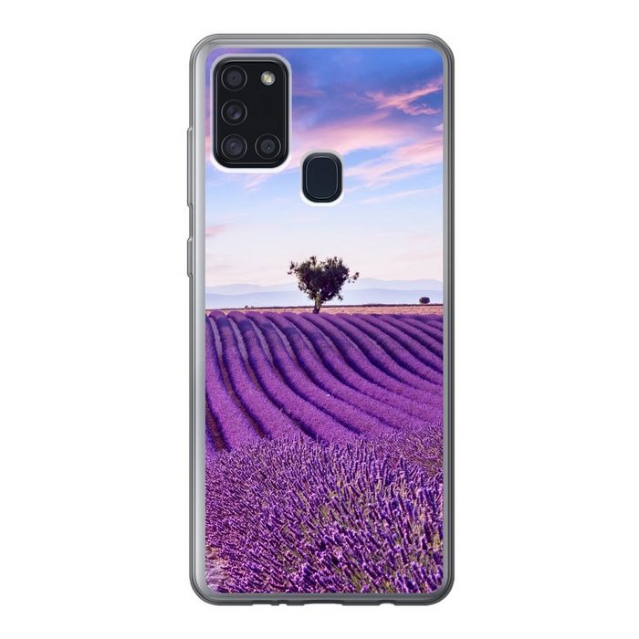 MuchoWow Handyhülle Lavendel - Natur - Lila - Bäume - Blumen Handyhülle Samsung Galaxy A21s Smartphone-Bumper Print Handy