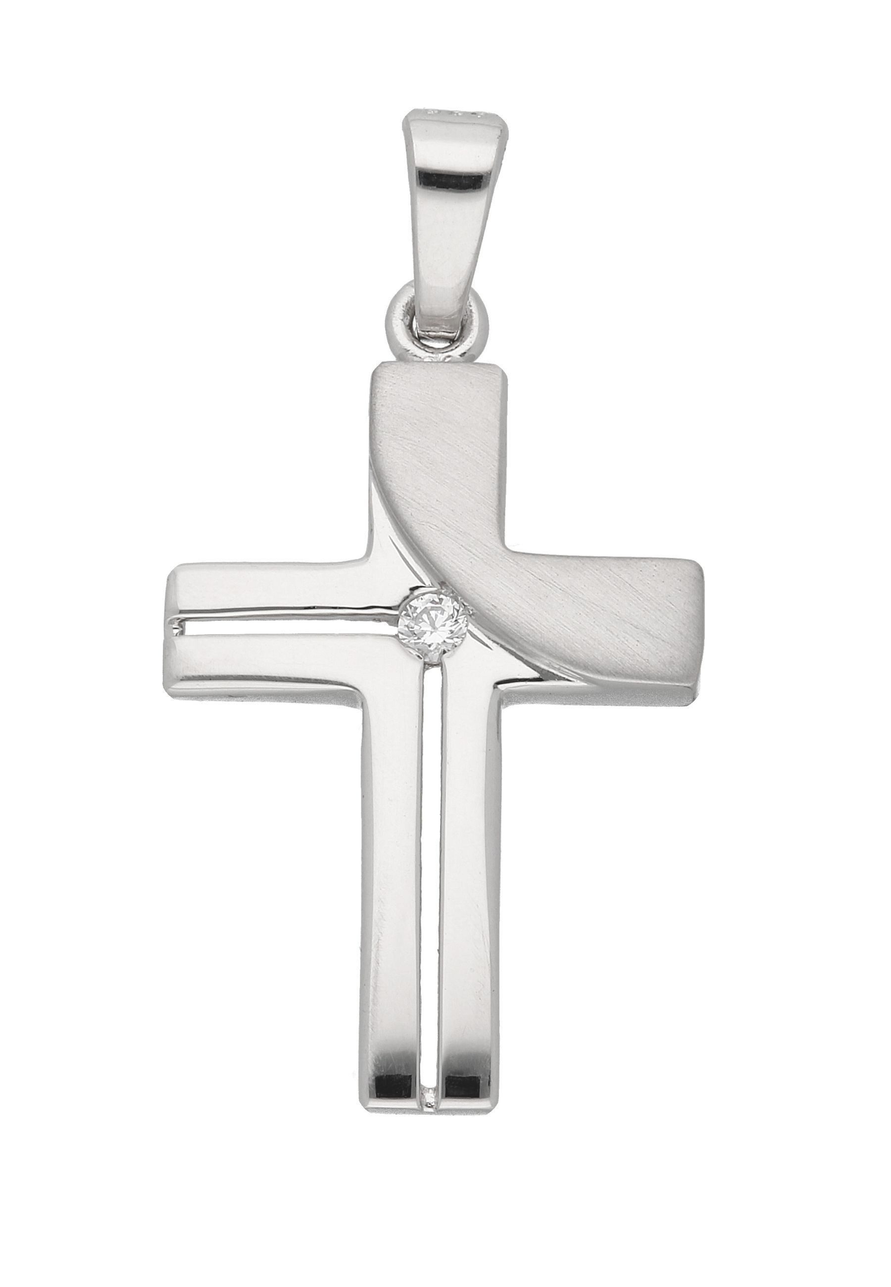 Kreuzanhänger Damen & Herren 925 Silber Kreuz Anhänger mit Zirkonia