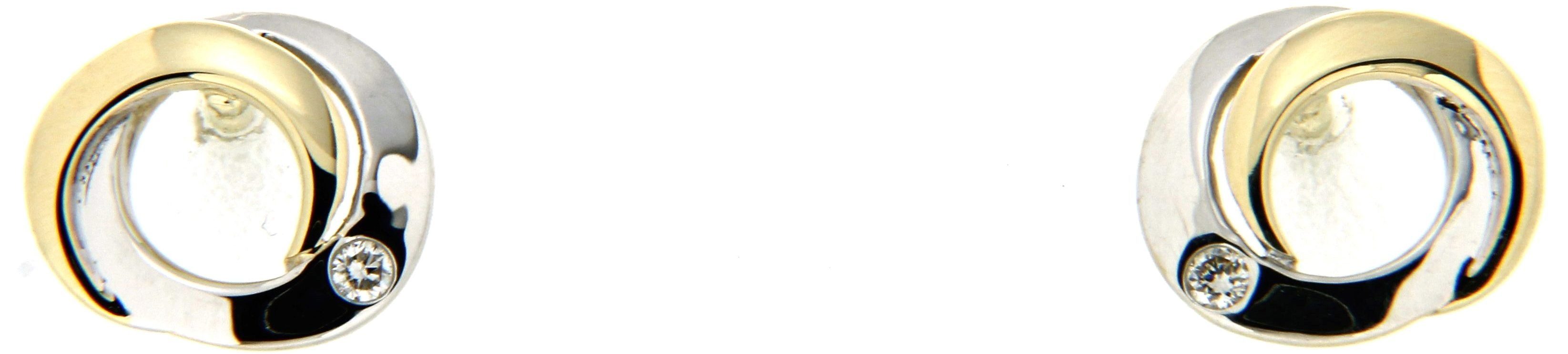 Firetti Paar Ohrstecker Schmuck Geschenk Gold 333 Ohrschmuck ineinander verschlungene Kreise, mit Brillant - eingeriebene Fassung