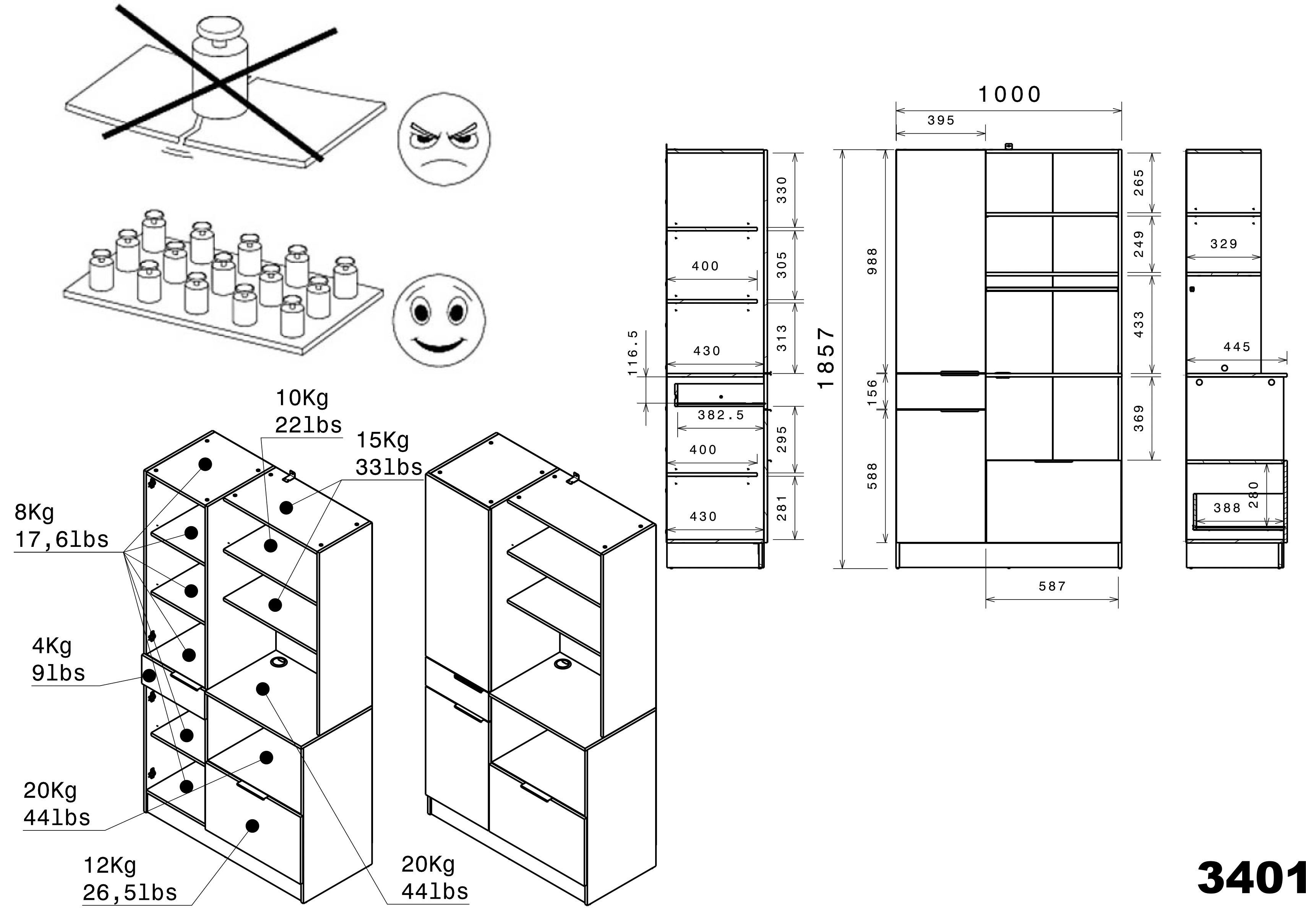 Parisot Buffet Fumay 11, sideboard, extra storage space (1-pc., W/H/D approx. 100x186x45cm) ideal for small kitchens, without electrical appliances