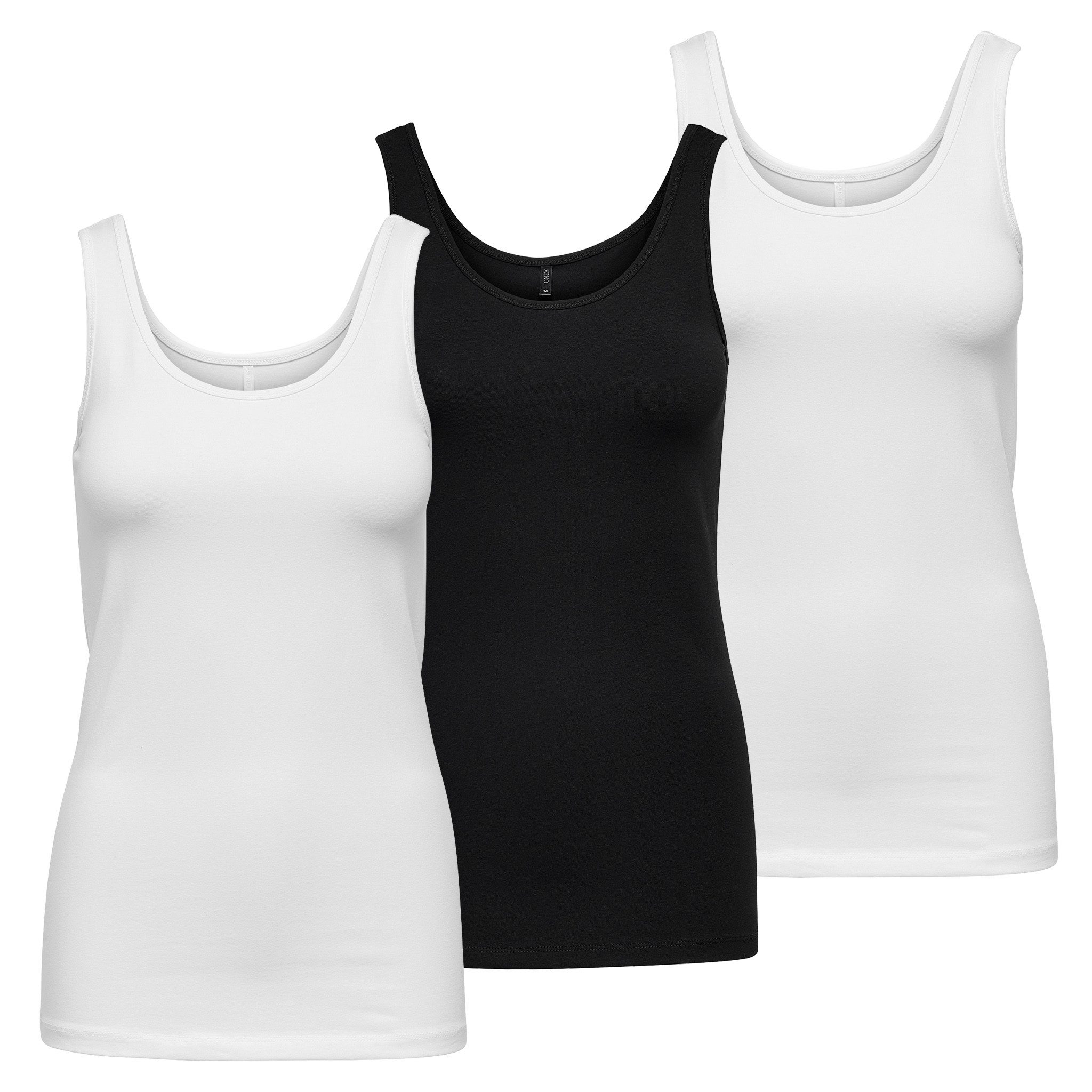 ONLY Tanktop 3er Pack Live Love Sleeveless Tank Tops mit extra langer Passform