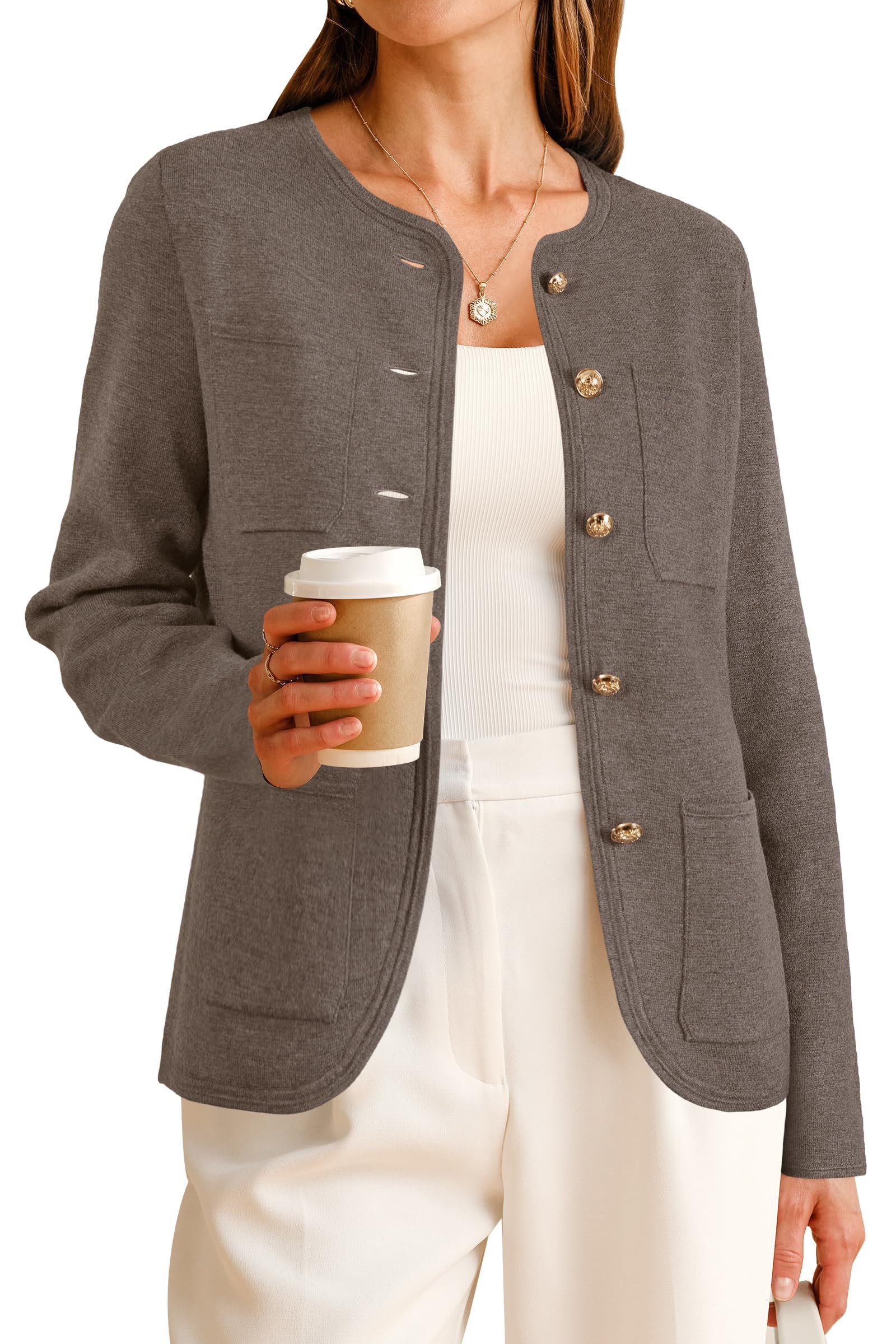 Arach&Cloz Jackett Damen Damen-Sweater-Blazer aus Wollmischung, Business-Ca günstig online kaufen