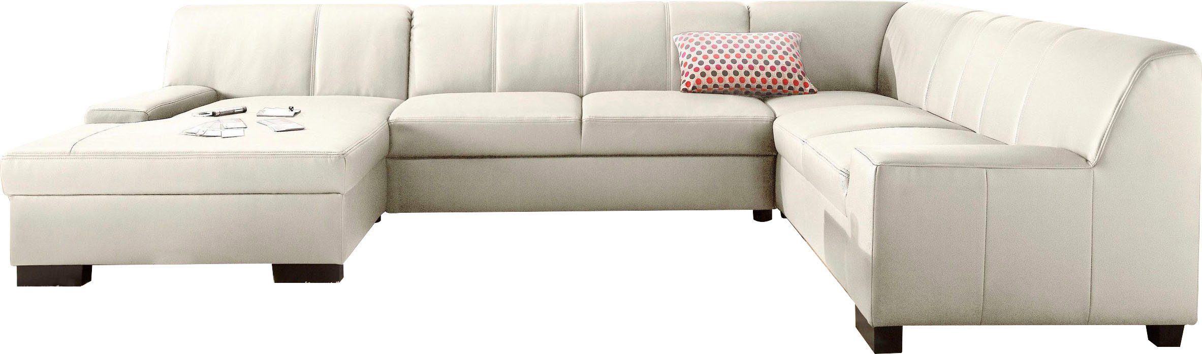 DOMO collection Wohnlandschaft Norma Top, elegant und modern, flache Armlehnen, komfortabel, U-Form, wahlweise mit Bettfunktion, mit viel Platz