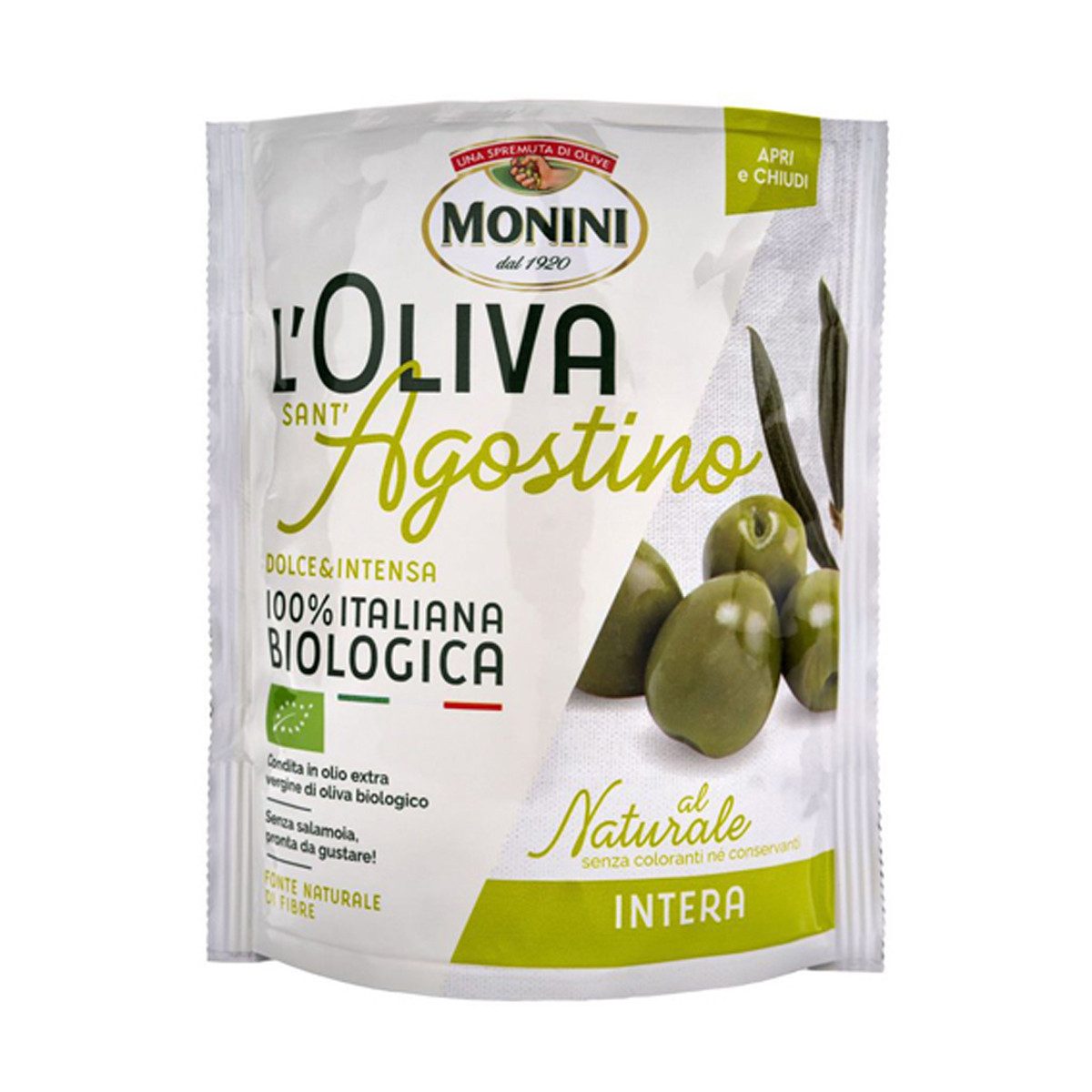 MONINI Antipasti, Monini Sant Agostino Bio Oliven Grün Entsteint Italia al naturale 150g