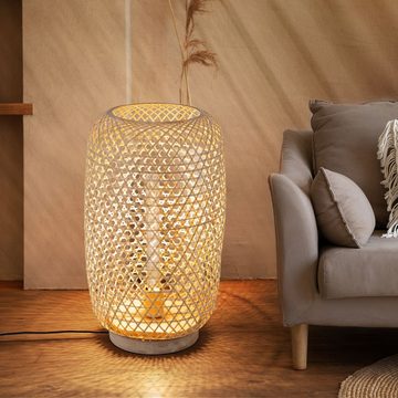 Globo Stehlampe, Leuchtmittel nicht inklusive, Steh Leuchte Bambus-Geflecht natur Stand Lampe Wohn Schlaf Zimmer