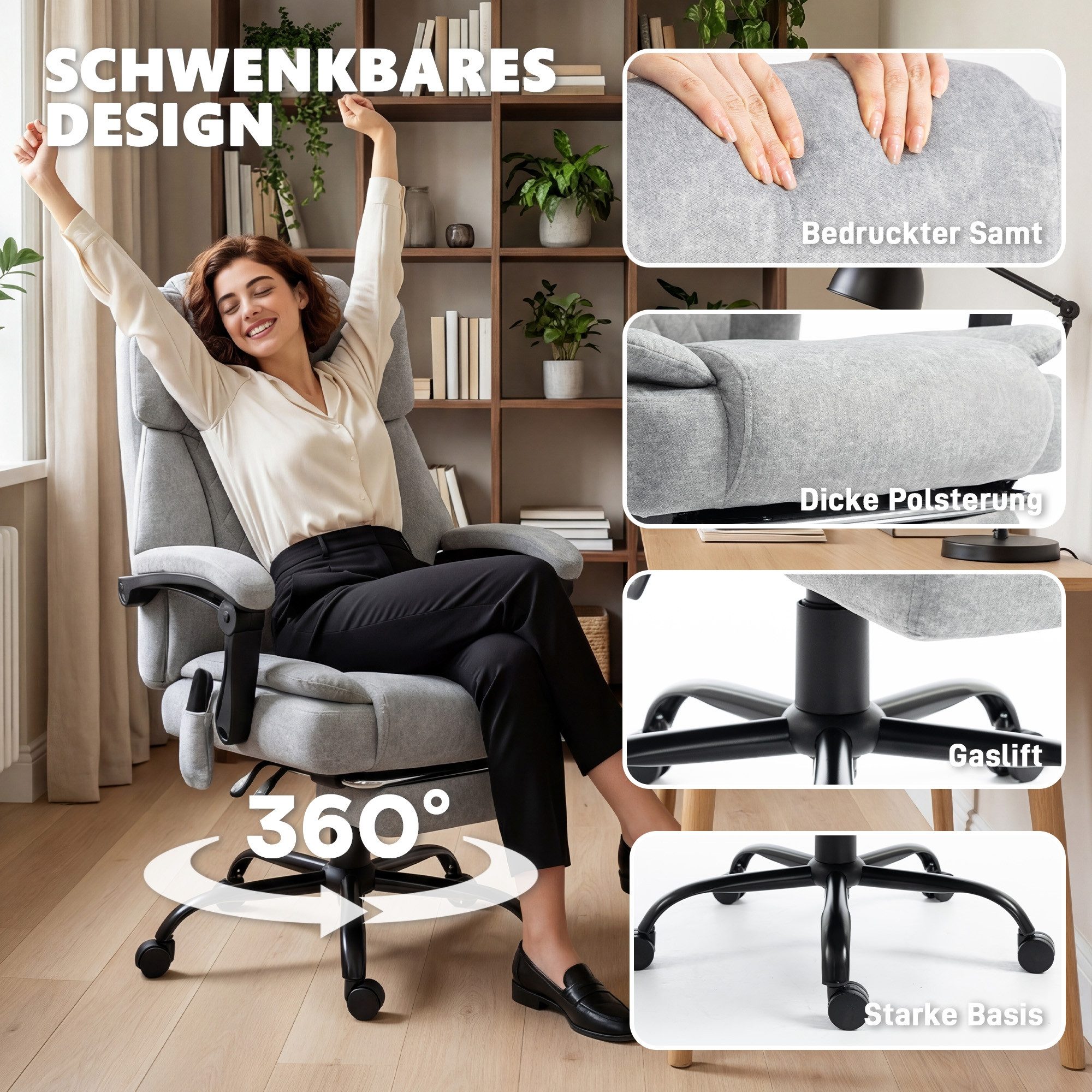 MC Star Schreibtischstuhl Gartenstühle 4er Set Stapelbare Terrassenstühle (mit Atmungsaktive Rücken, Armlehnen 120 kg Belast)