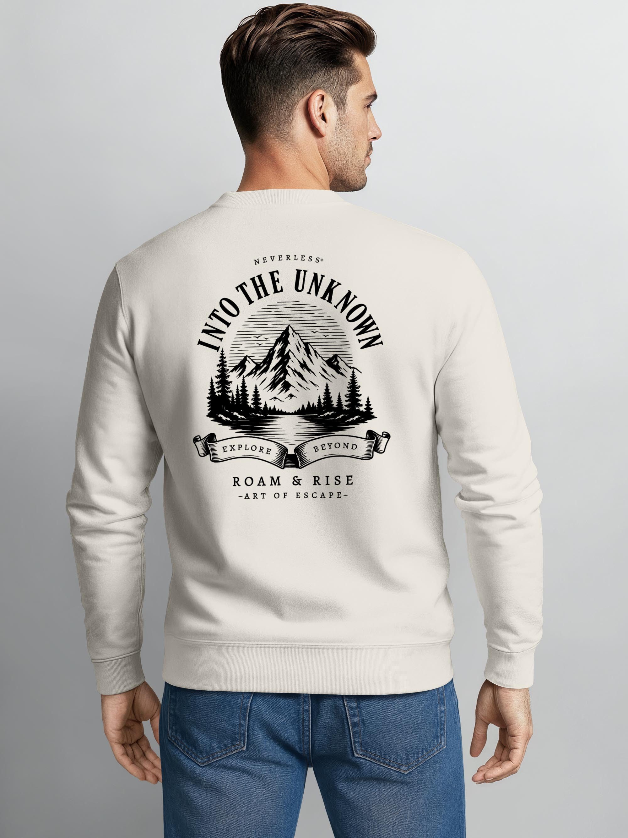 Neverless Sweatshirt Herren Sweatshirt mit Rückenprint - Into the Unknown - Regular Fit – Bild 2 von 5