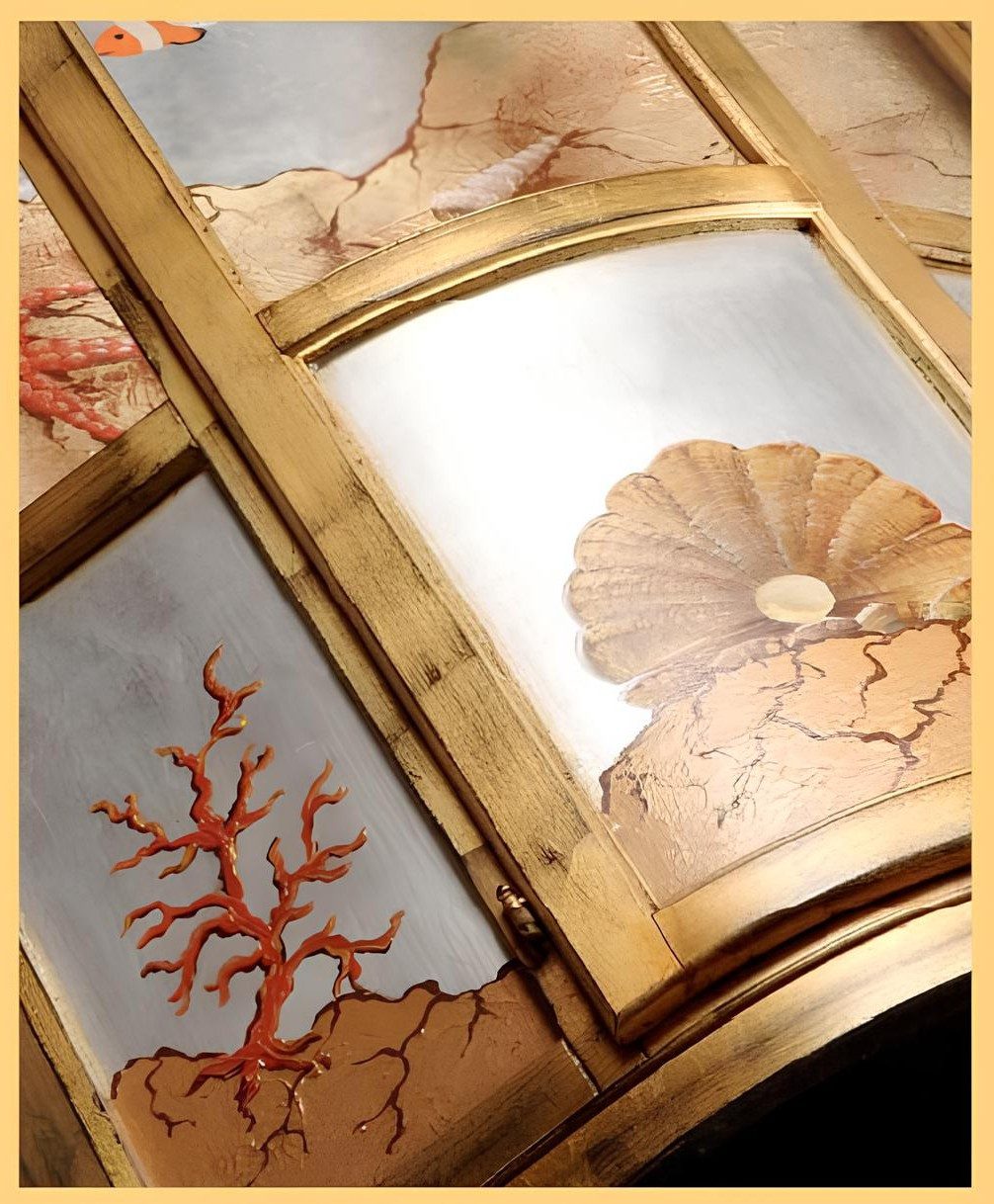 Xlmoebel Vitrine Klassischer Glas Holz Schrank Luxus Möbel Gold Anrichte Italien (1-St., Vitrine) Made in Europa