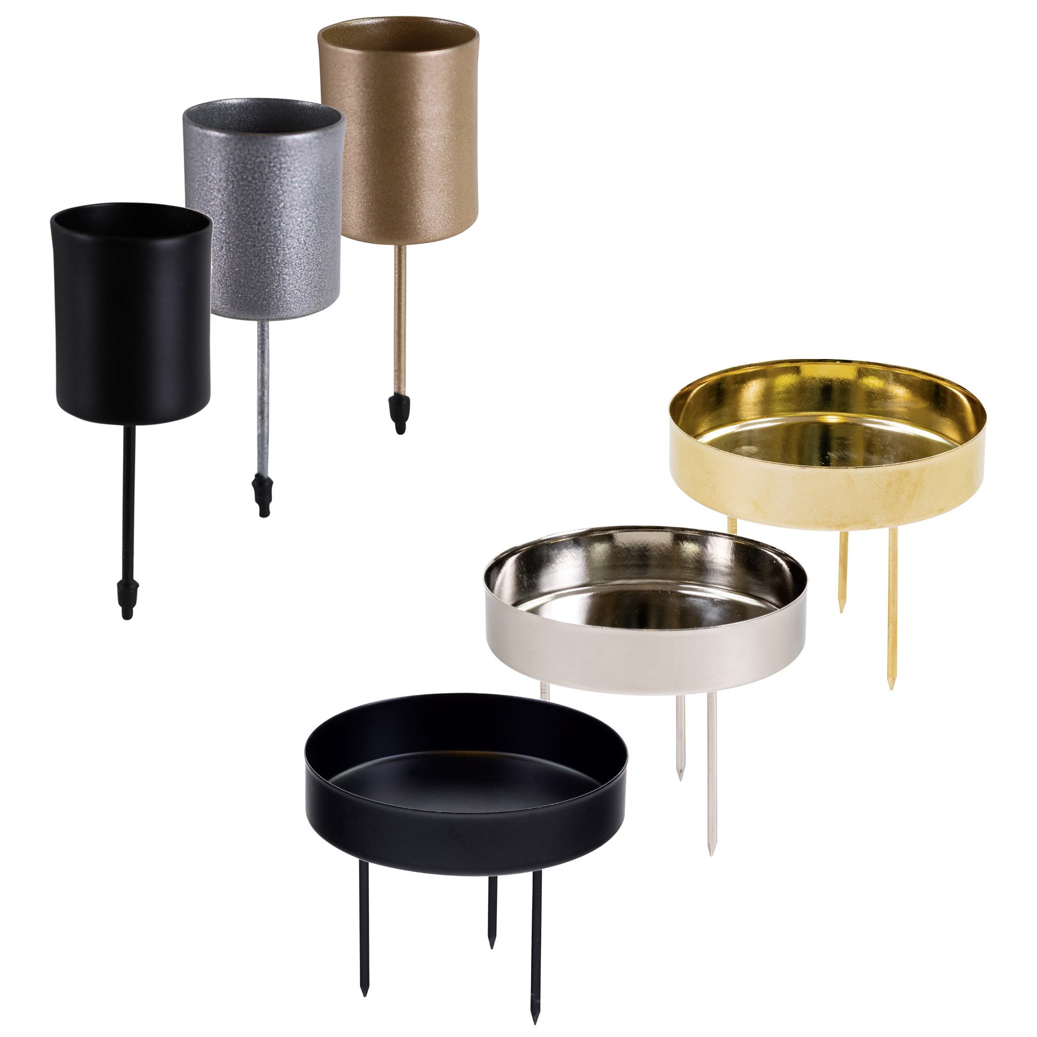 matches21 HOME & HOBBY Kerzenhalter Kerzenhalter 4er Set Metall Schwarz Ø 2 günstig online kaufen