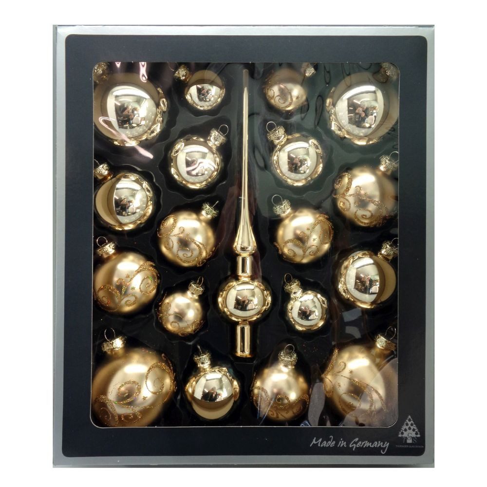 Thüringer Glasdesign Christbaumschmuck Weihnachtskugel Set Honig/hellgold 19teilig honig/hellgold 21 Teile