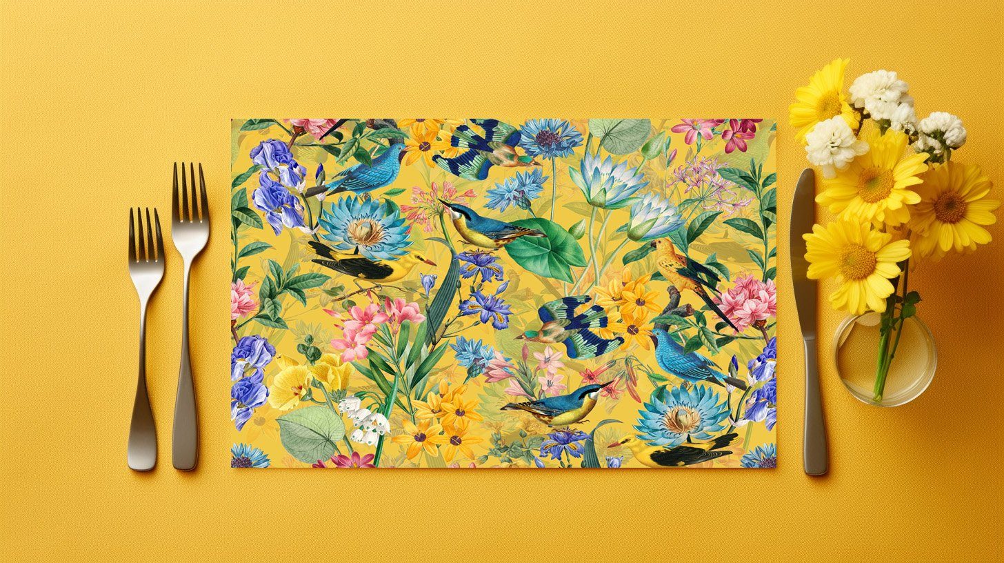 raxxa Platzset "Exotische Nostalgie: Tropische Vintage Vögel und Blüten", (Set, 4-St., Platzdecken)