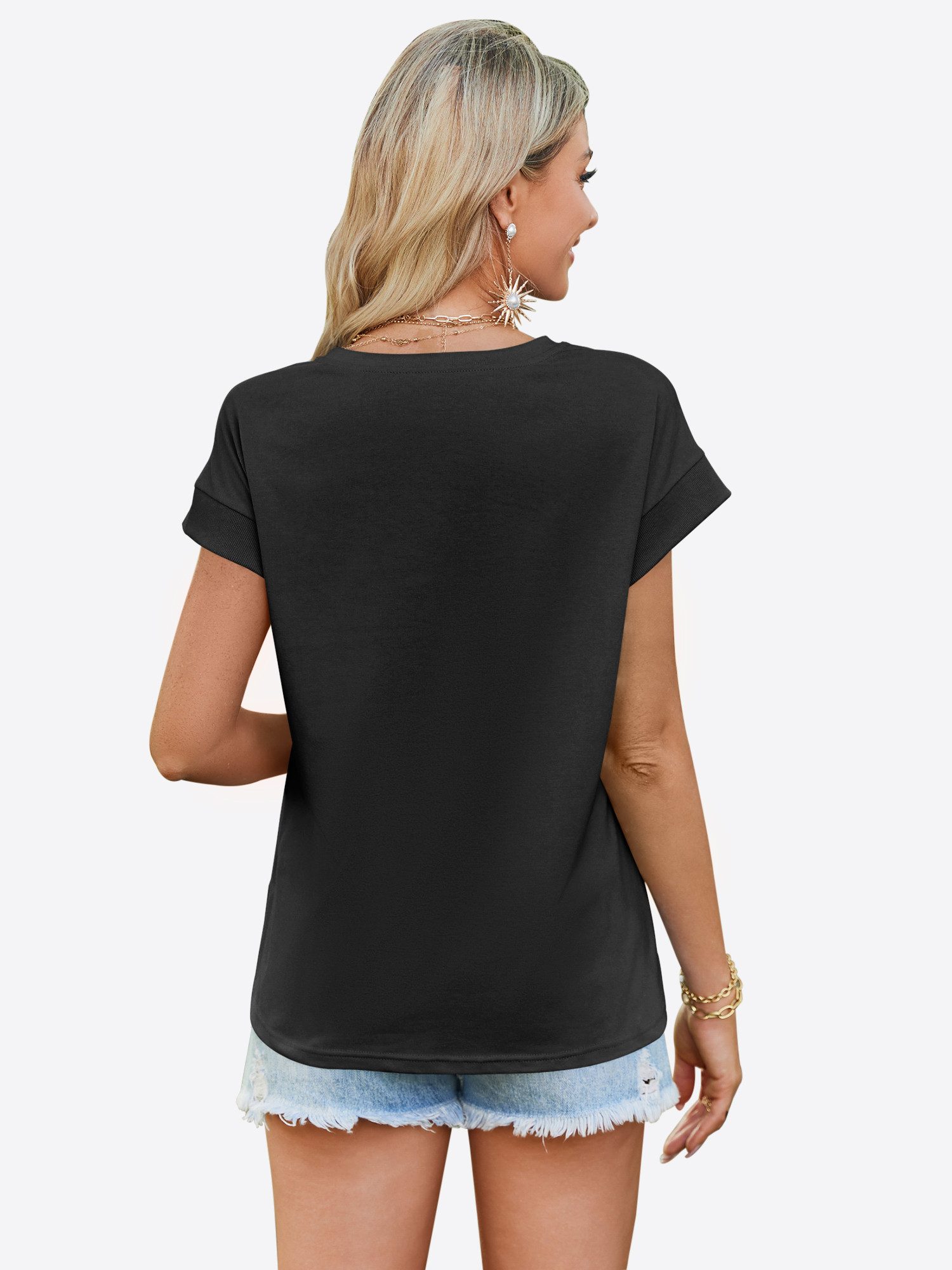Imily Bela T-Shirt Rundhals Kurzarmshirt mit Rippbündchen (Packung, 1-tlg., günstig online kaufen