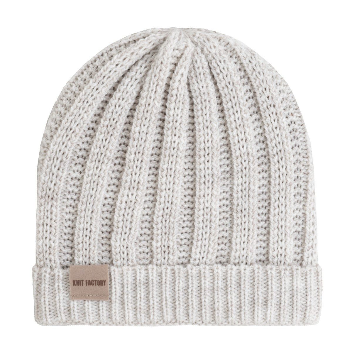 Knit Factory Strickmütze Nica Mütze Beige One Size Gestreift (Set, 1-St., Spar-Set) mütze damen jungen herren set winter herbst beanie Strick sale warm