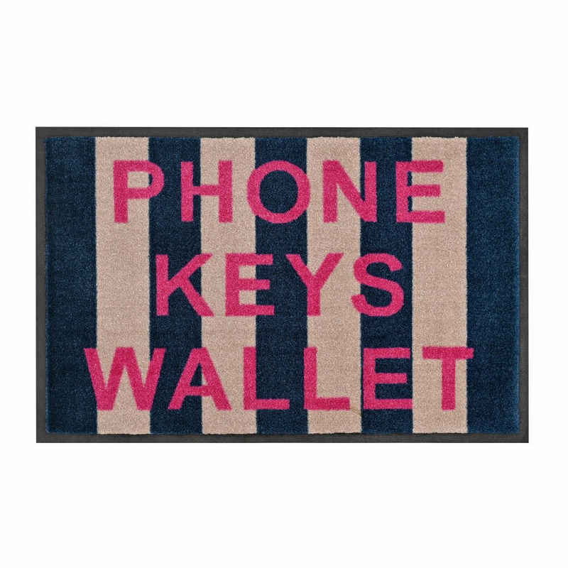 Fußmatte Washables Phone Keys Wallet 75 x 50 cm, Giftcompany, rechteckig, waschbar