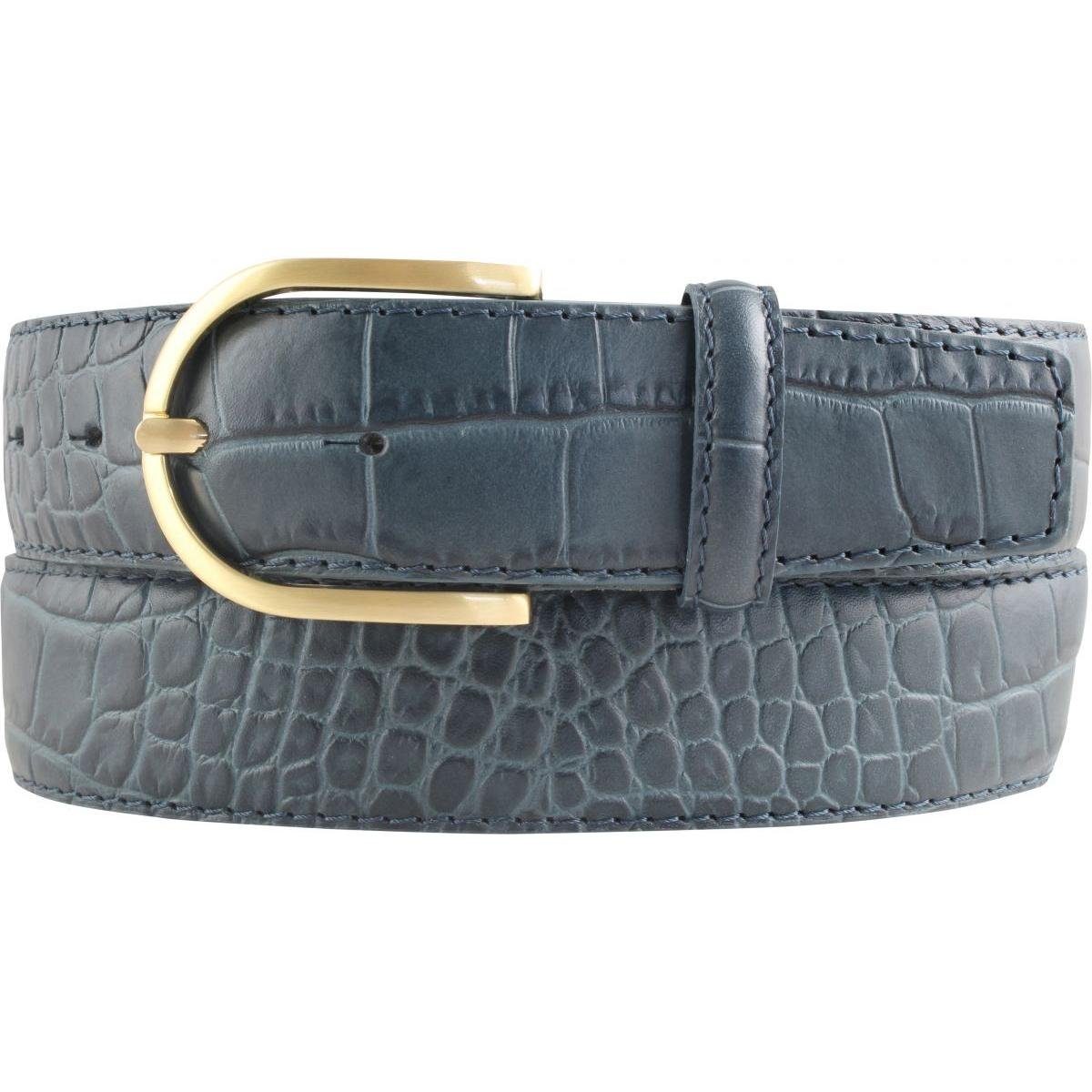 Ledergürtel Damen-Gürtel mit Krokoprägung 4 cm - Leder-Gürtel für Damen 40mm Kroko