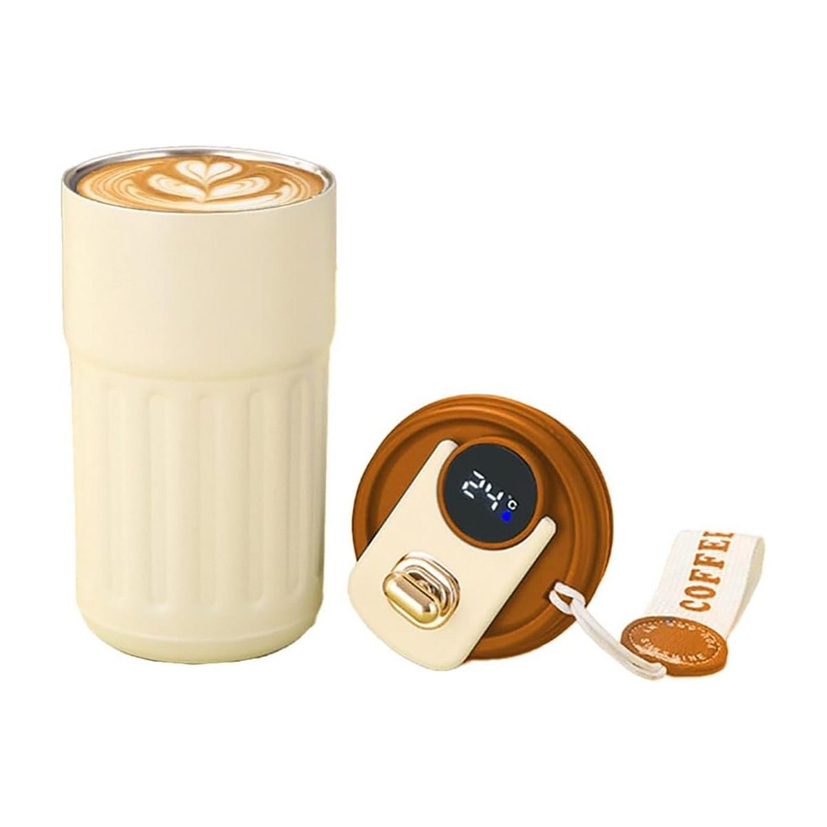 Isolierflasche Edelstahl Wasserbecher Auto-Smart-Kaffeetasse, götäzer Braun 316 Thermobecher aus Temperaturanzeige