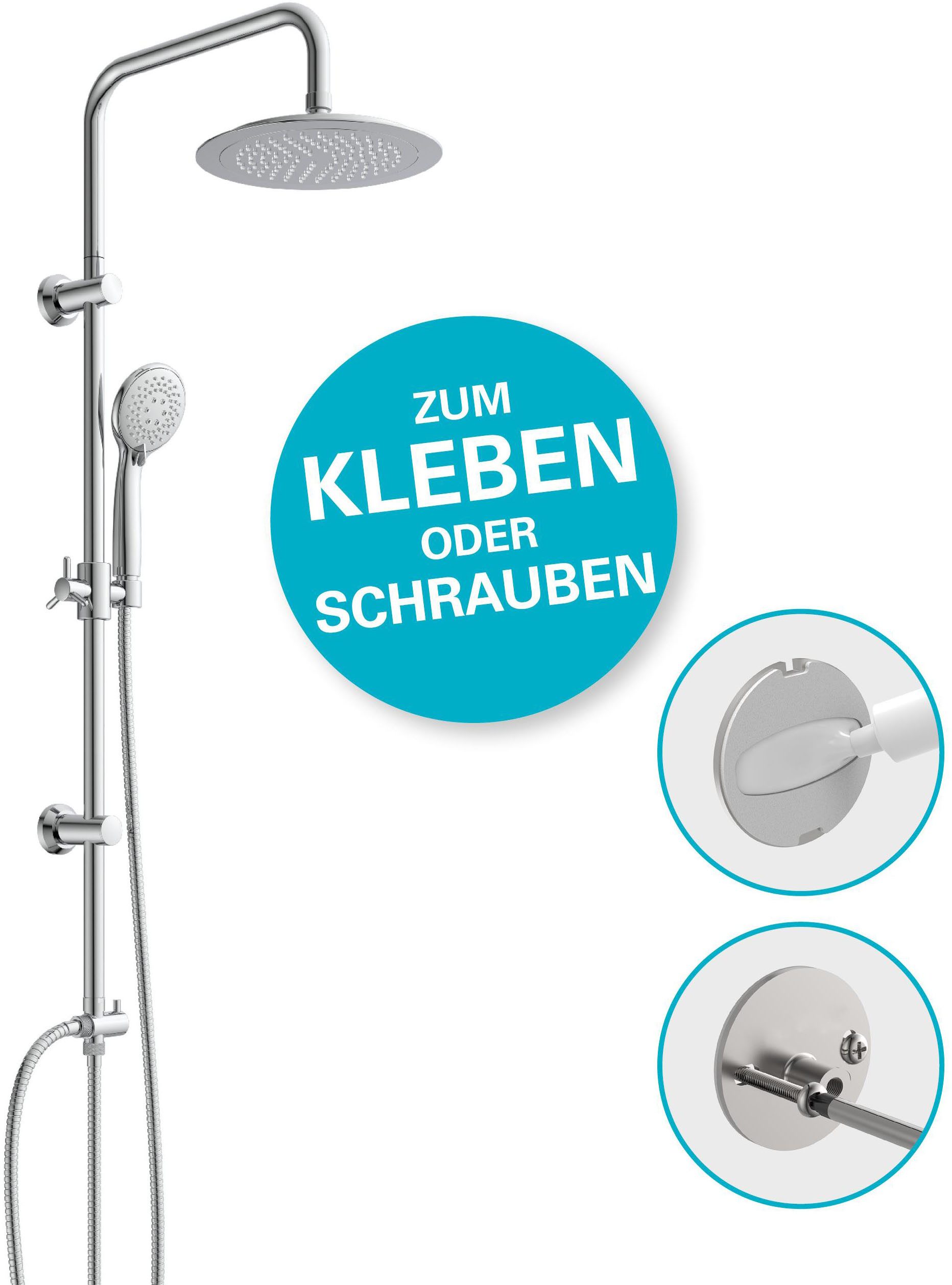 Eisl Brausegarnitur, Höhe 105,4 cm, 4 Strahlart(en), 3-fach verstellbare Wellness Handbrause mit Antikalk-Noppen