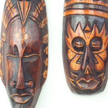 Oriental Galerie Dekofigur 3er Set Wandmasken Afrika Ethno Masken 30 cm (1 St), Afrikanische Dekofiguren Skulpturen zum aufhängen