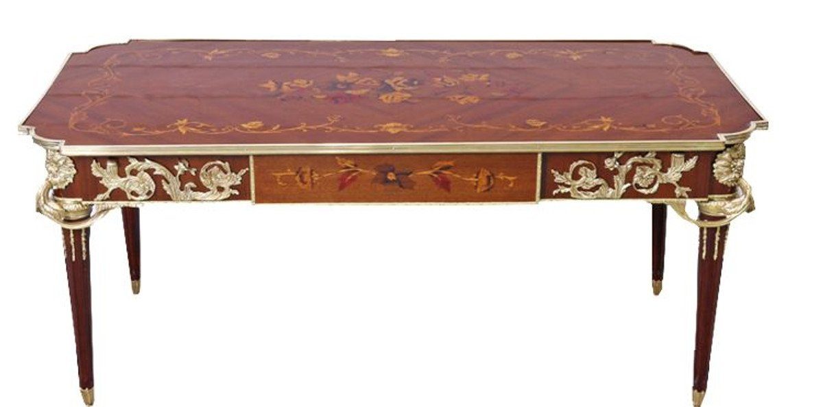 Casa Padrino Schreibtisch Luxus Barock Schreibtisch Mahagoni Sekretär 120 cm - Antik Stil
