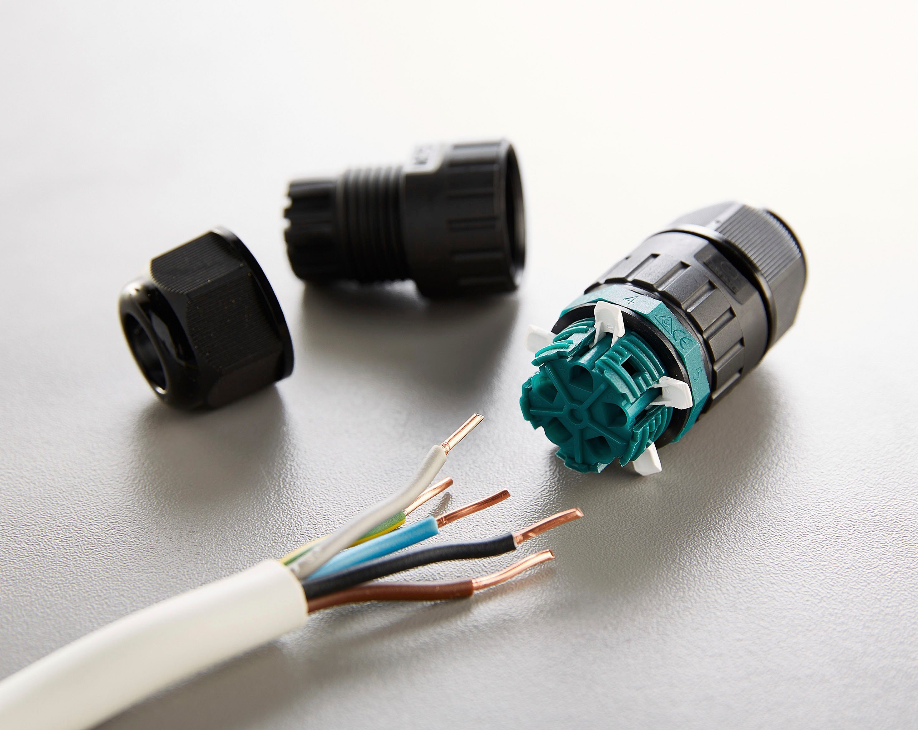 mit Werkzeug IP68, Kabel verbinden Steckklemmen, 5-polig, Verbindungsmuffe ohne Kabelverbinder HEITRONIC