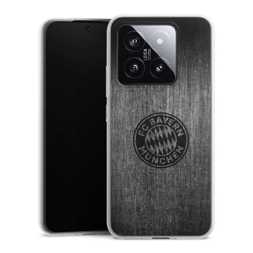 DeinDesign Handyhülle Metallic Look FCB FC Bayern München Metalllook FCB Logo einfarbig, Xiaomi 14 Silikon Hülle Bumper Case Handy Schutzhülle Smartphone Cover