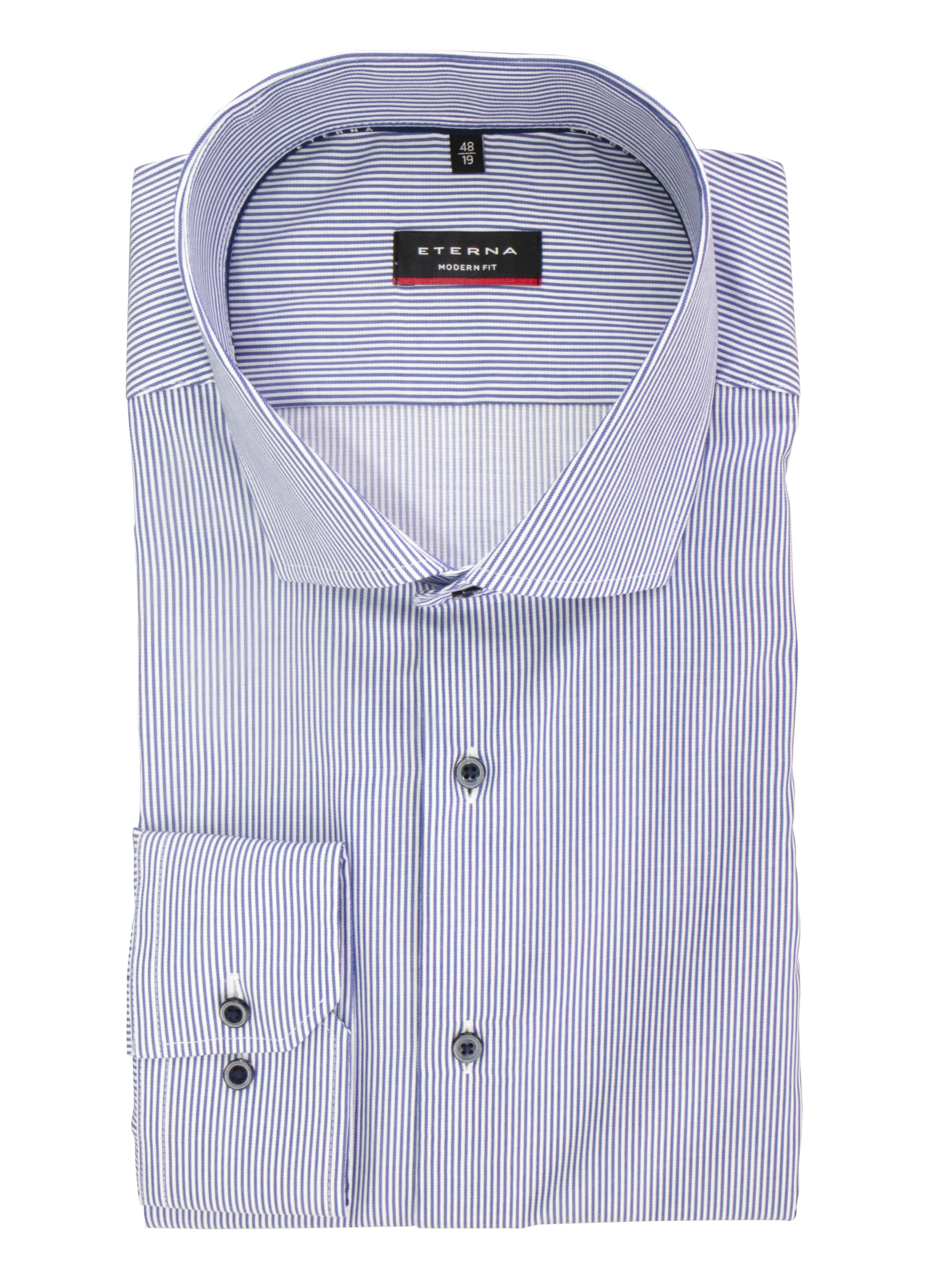 Eterna Businesshemd ETERNA MODERN FIT Langarm Hemd blau-weiß gestreift 3341-16-X17V