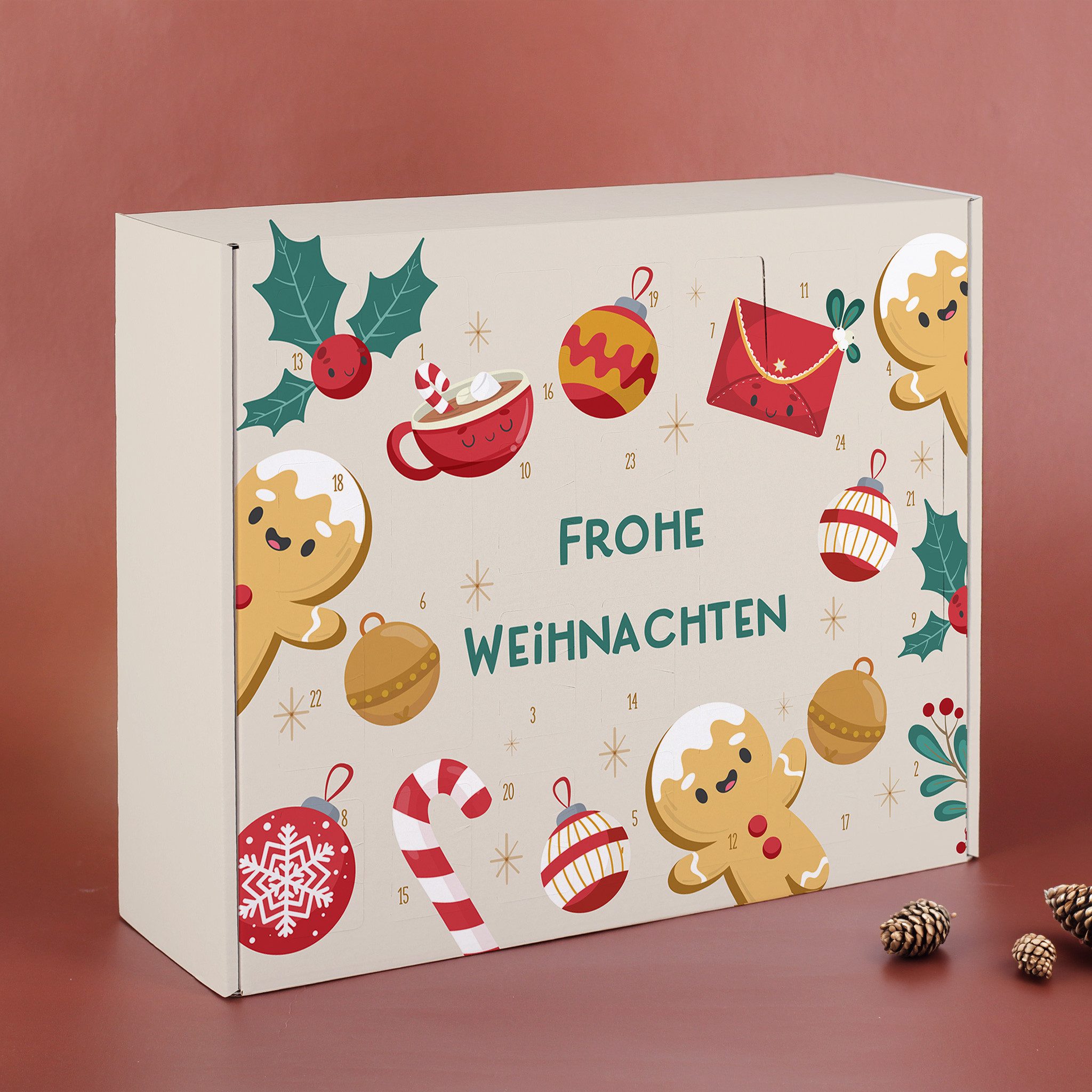 Herz & Heim befüllbarer Adventskalender mit festlichen Motiven zu Weihnachten - DIY Adventskalender, zum selbst Befüllen, aus stabiler Pappe – Bild 2 von 5