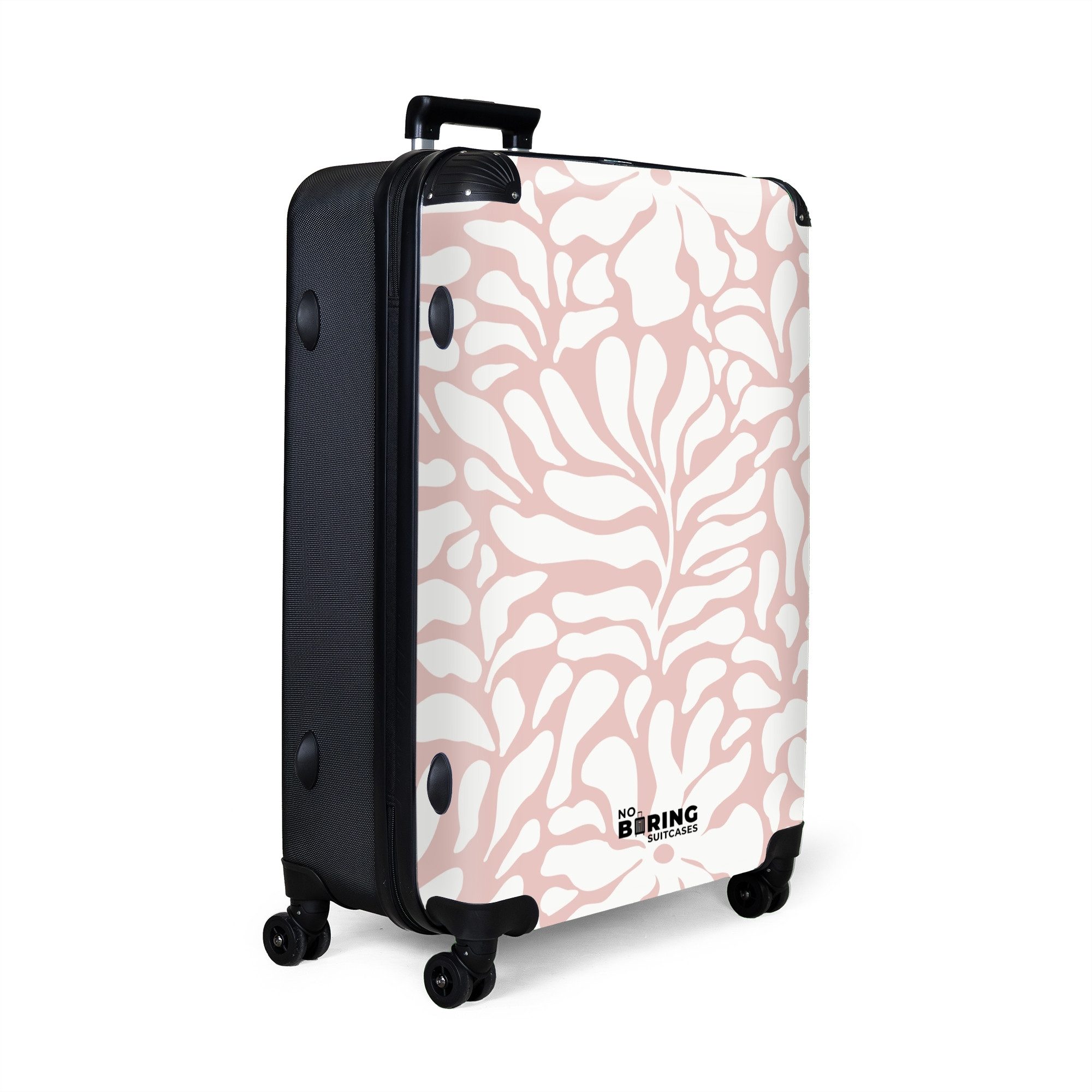 NoBoringSuitcases.com© Hartschalen-Trolley Rosa mit weißen Blüten günstig online kaufen