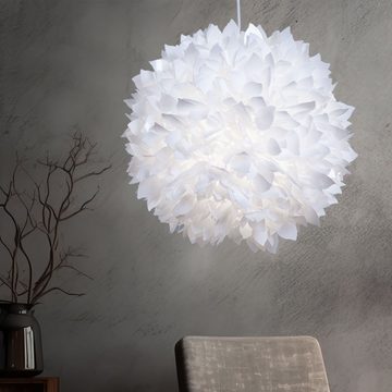 Globo Hängeleuchte, Leuchtmittel nicht inklusive, Hängelampe Pendellampe Wohnzimmerlampe Blüten Blätter weiß H 130 cm