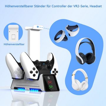 Tadow PS5 multifunktionale Gamepad-Ladestation,für PS VR2 Controller Controller-Ladestation (Magnetische Aufladung,Organizer für PS VR Gamepads, Headsets und Helme)
