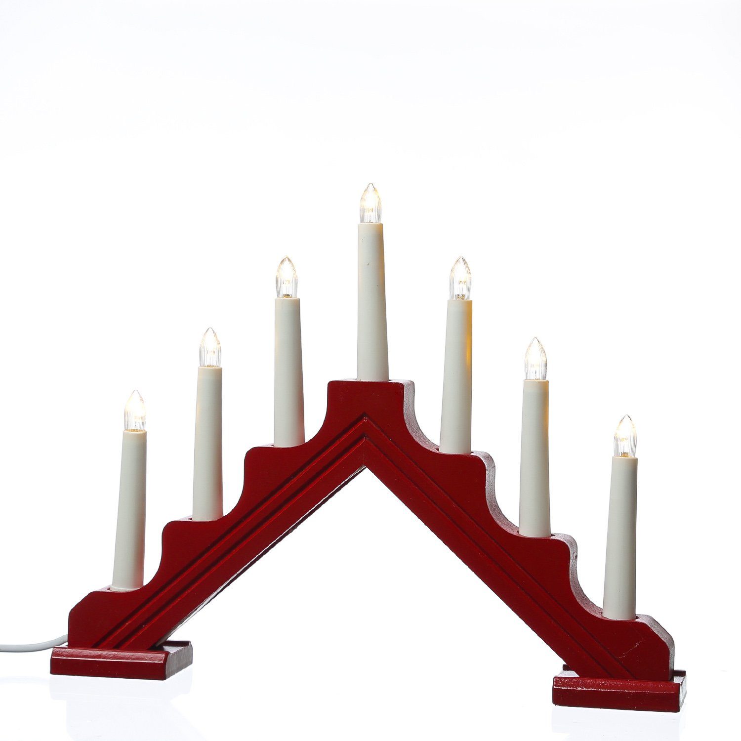 L: 37,5cm Schwibbogen Kerzen MARELIDA LED LED (1-tlg) 7 Lichterbogen Schalter Weihnachtsleuchter rot