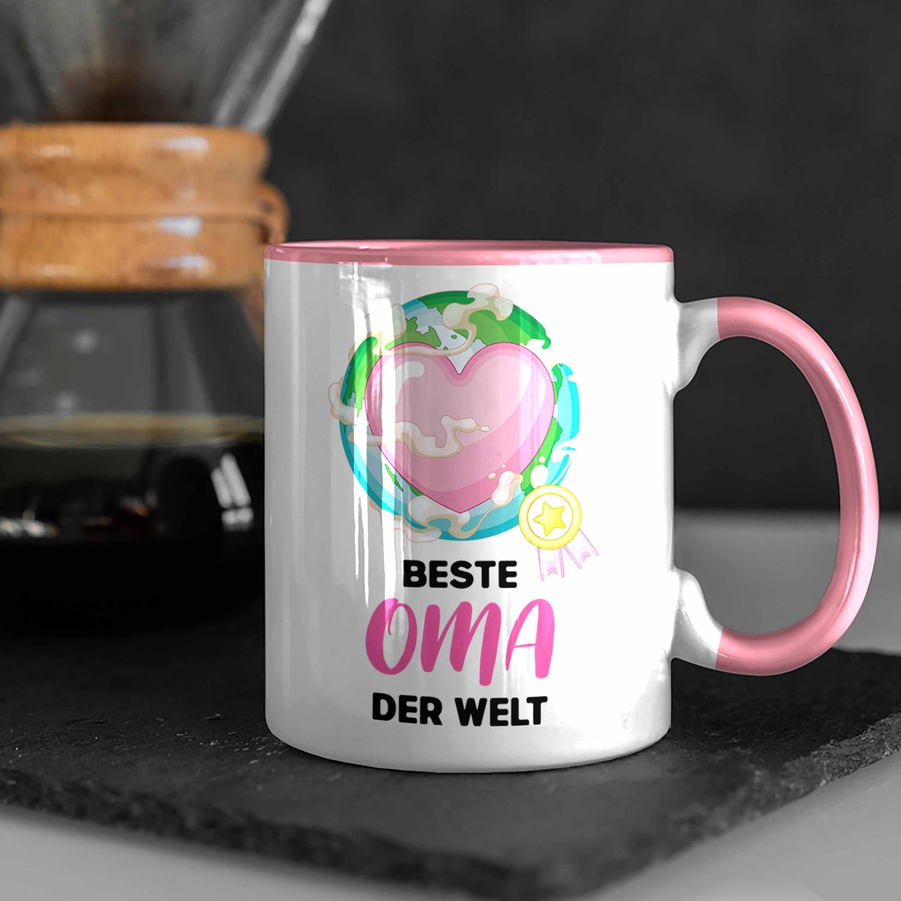 Kaffeetasse Enkel Welt Oma zum von Weihnachten - Tasse Geschenk Beste Der Trendation Trendation Geburtstag Lustig Spruch Rosa Tasse