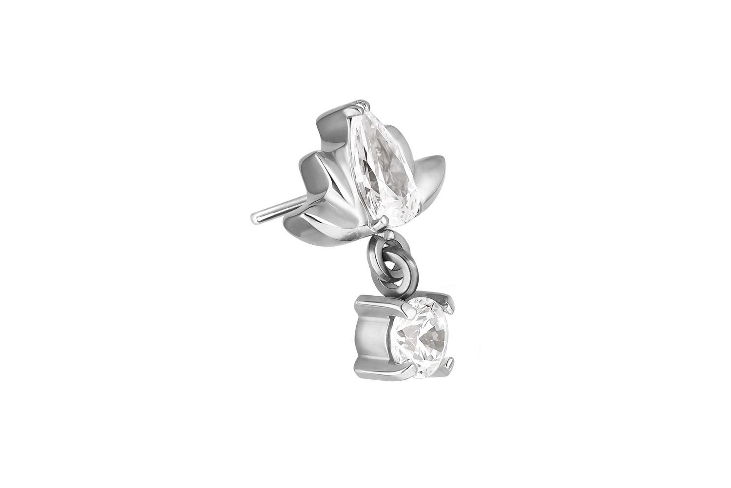 Piercing-Set Titan Aufsatz mit Push Pin LOTUSBLÜTE + KRISTALL
