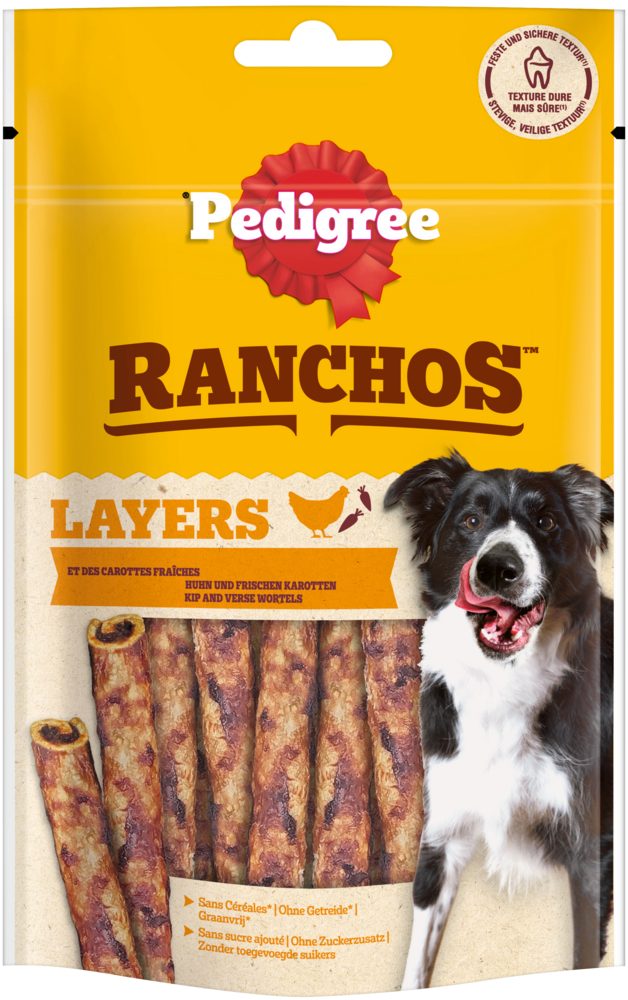 Pedigree PEDIGREE® RANCHOS™ Layers mit Huhn 8 x 60g, Snack für: Hunde