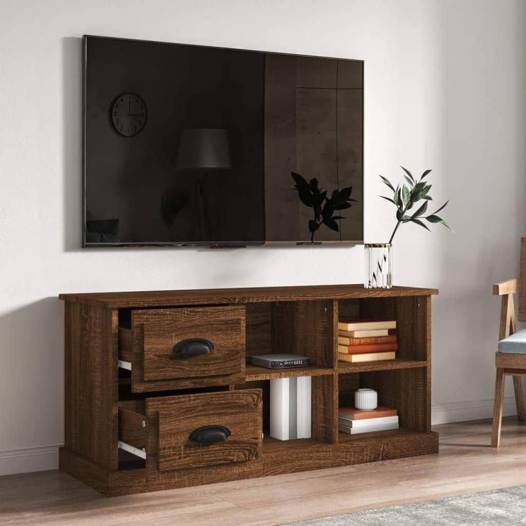 Braun Holzwerkstoff TV-Schrank furnicato Eichen-Optik 102x35,5x47,5 cm