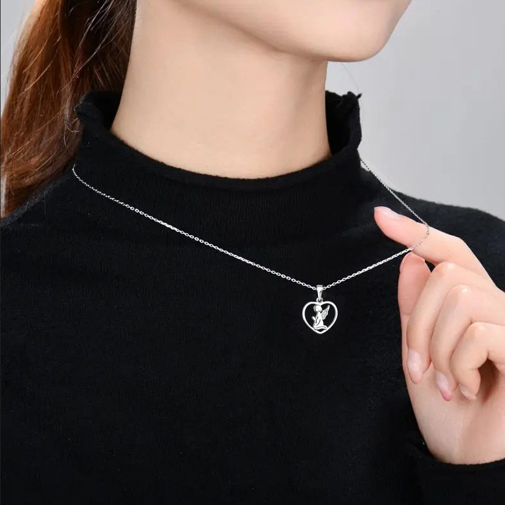 Limana Kette mit Anhänger Herzkette Engelkette 925 Silber Herz Engel Halskette Schmuck (inkl. Schmuckbox Kinderkette Schutzengel Kinderschmuck), Geschenk für Kinder Mädchen Sie Frauen Damen Freundin Mutter Ehefrau