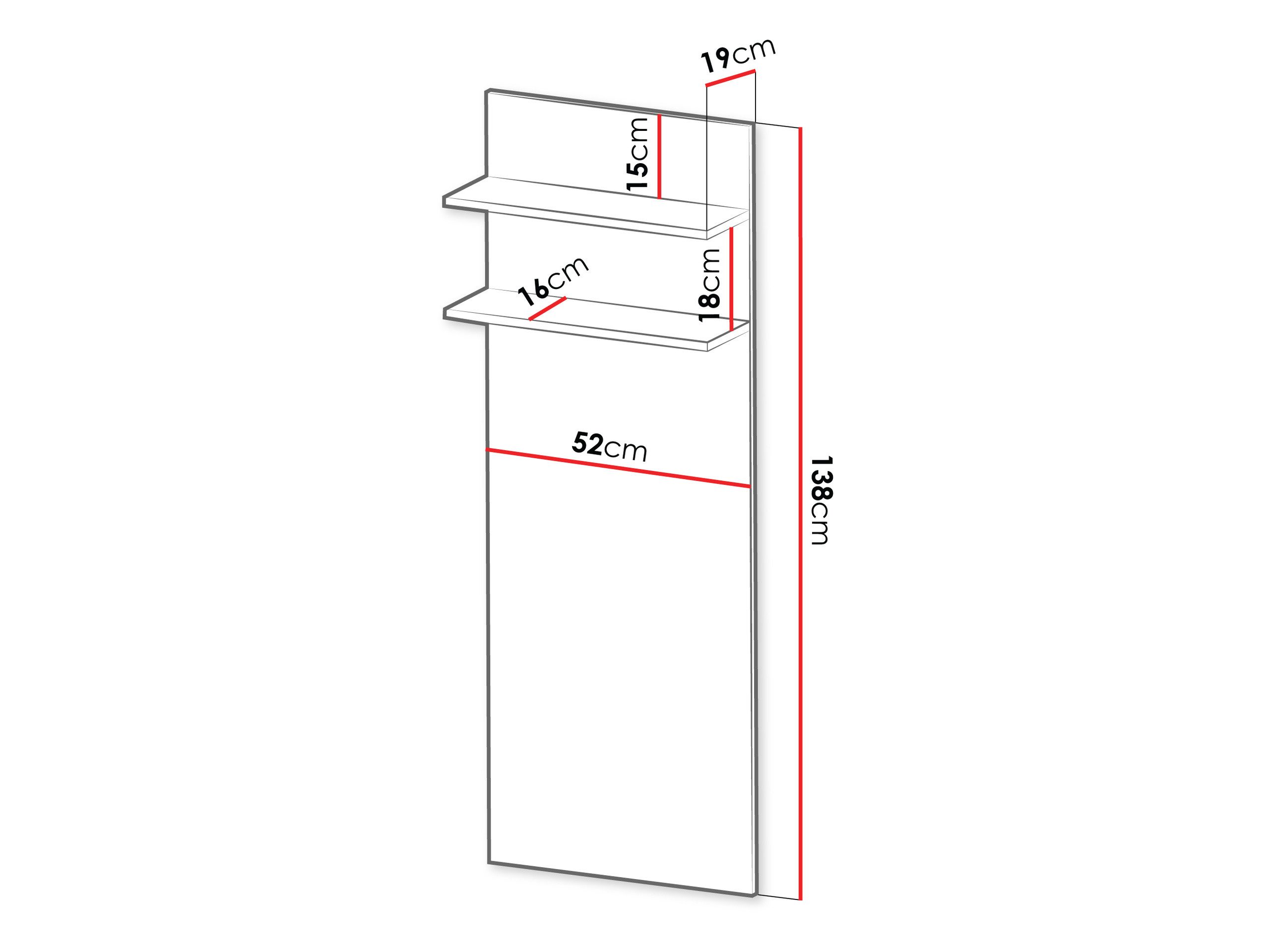 MIRJAN24 Wandregal Fiore 50, 151x19x138 cm, Warmweißer LED-Beleuchtung