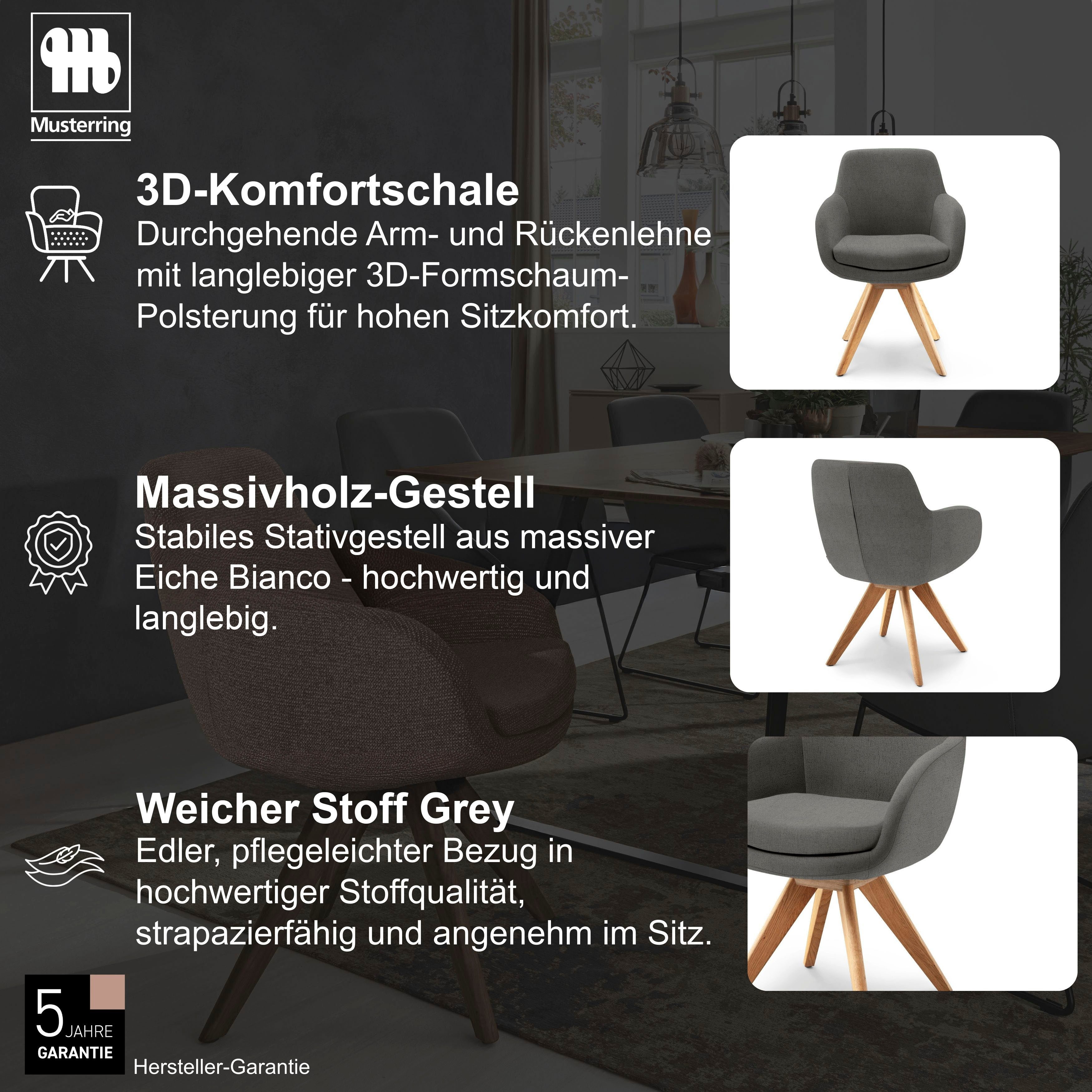 Musterring Esszimmerstuhl Tavia (Set, 2 St), Stativgestell Eiche Bianco, Drehfunktion optional, diverse Farben