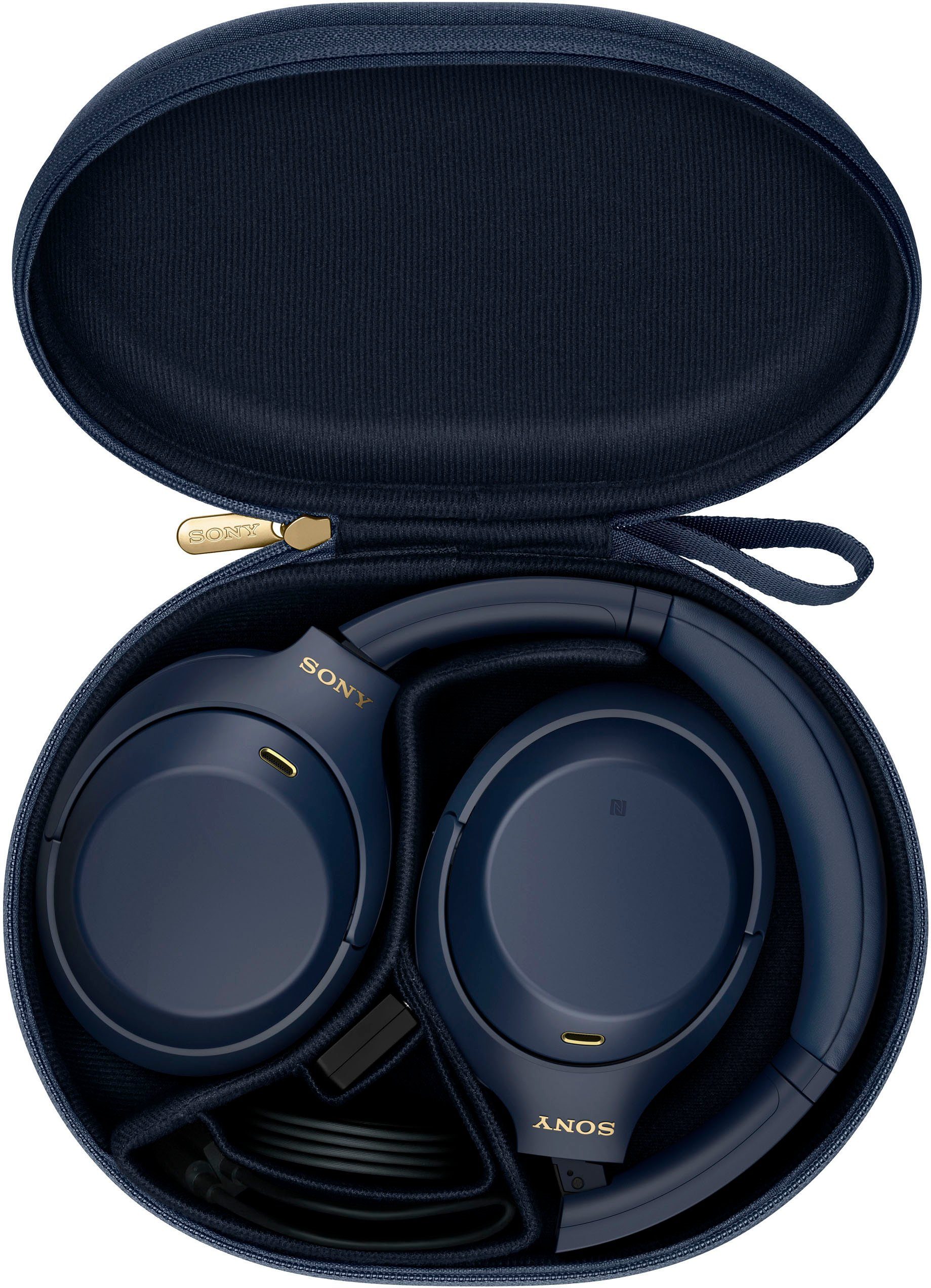 Sony WH-1000XM4 kabelloser Sensor, NFC, via Over-Ear-Kopfhörer NFC, blau Bluetooth, Touch (Noise-Cancelling, Verbindung One-Touch Schnellladefunktion)