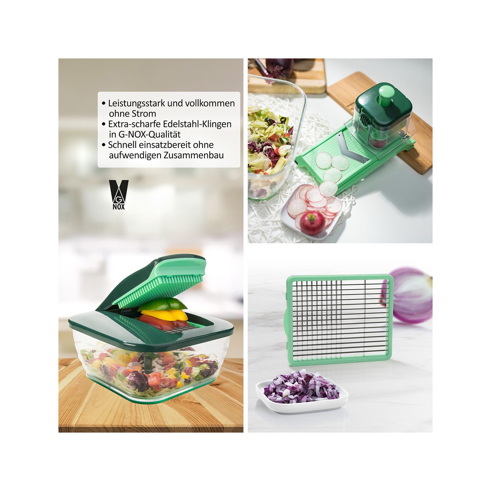 Genius Gemüseschneider Nicer Dicer Chef Gemüsehobel 10.tlg, Küche Helfer