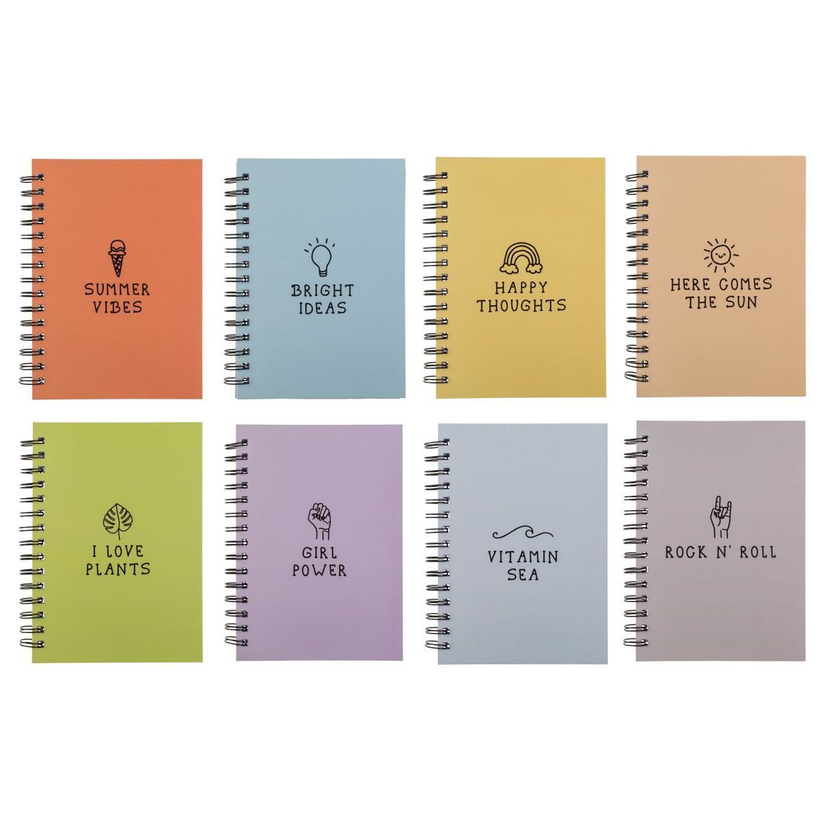 Marabellas Shop Notizbuch Tagebuch farbenfroh im A5 Format mit 107 Seiten Spiral-Notizheft, ring-gebunden