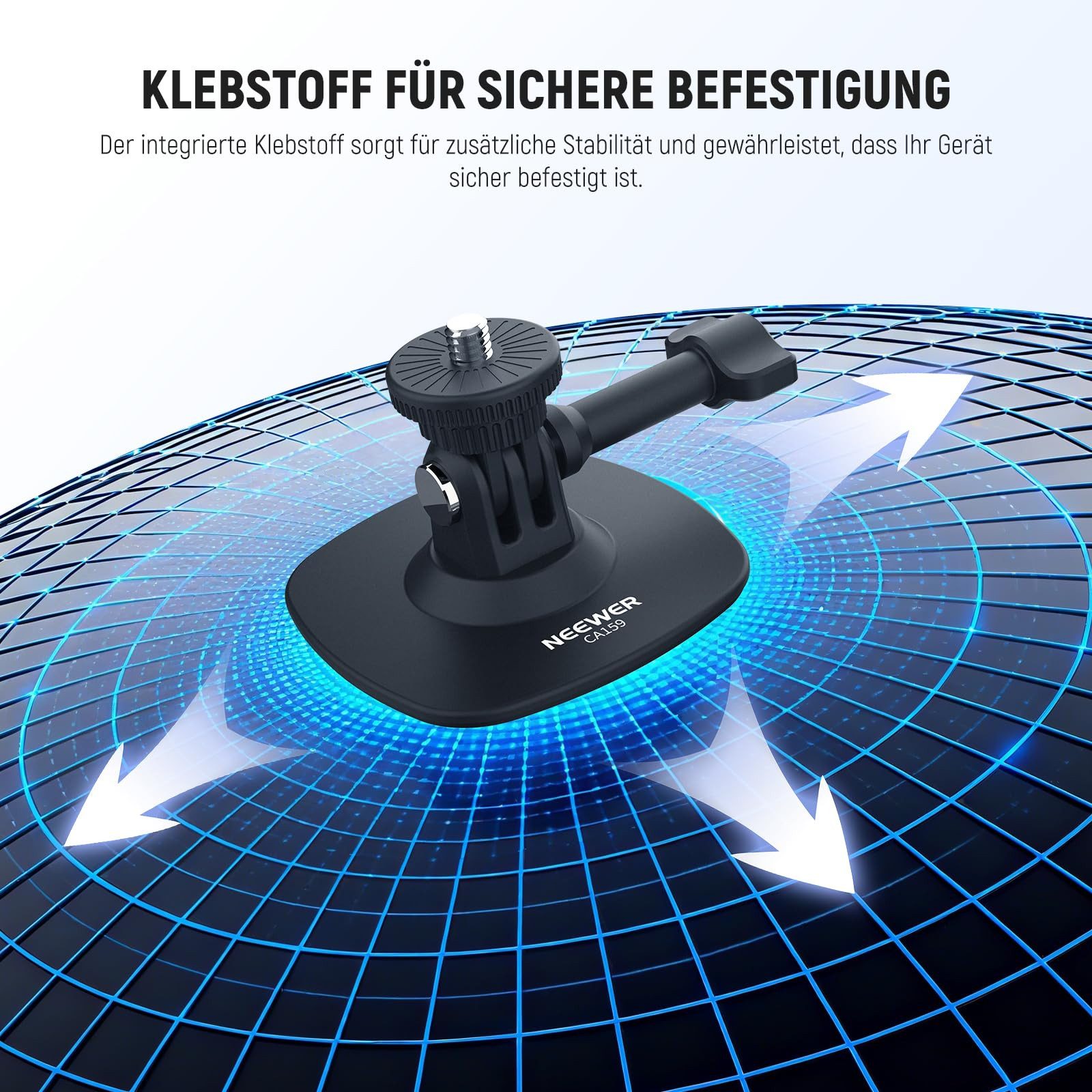 Neewer Action Cam-Halterung CA159 Klebehalterung kompatibel mit Insta 360 GoPro DJI Action Cam, (Packung, 1-tlg., 180° neigbarer Auto Helmhalter Mount Basisadap – Bild 3 von 5