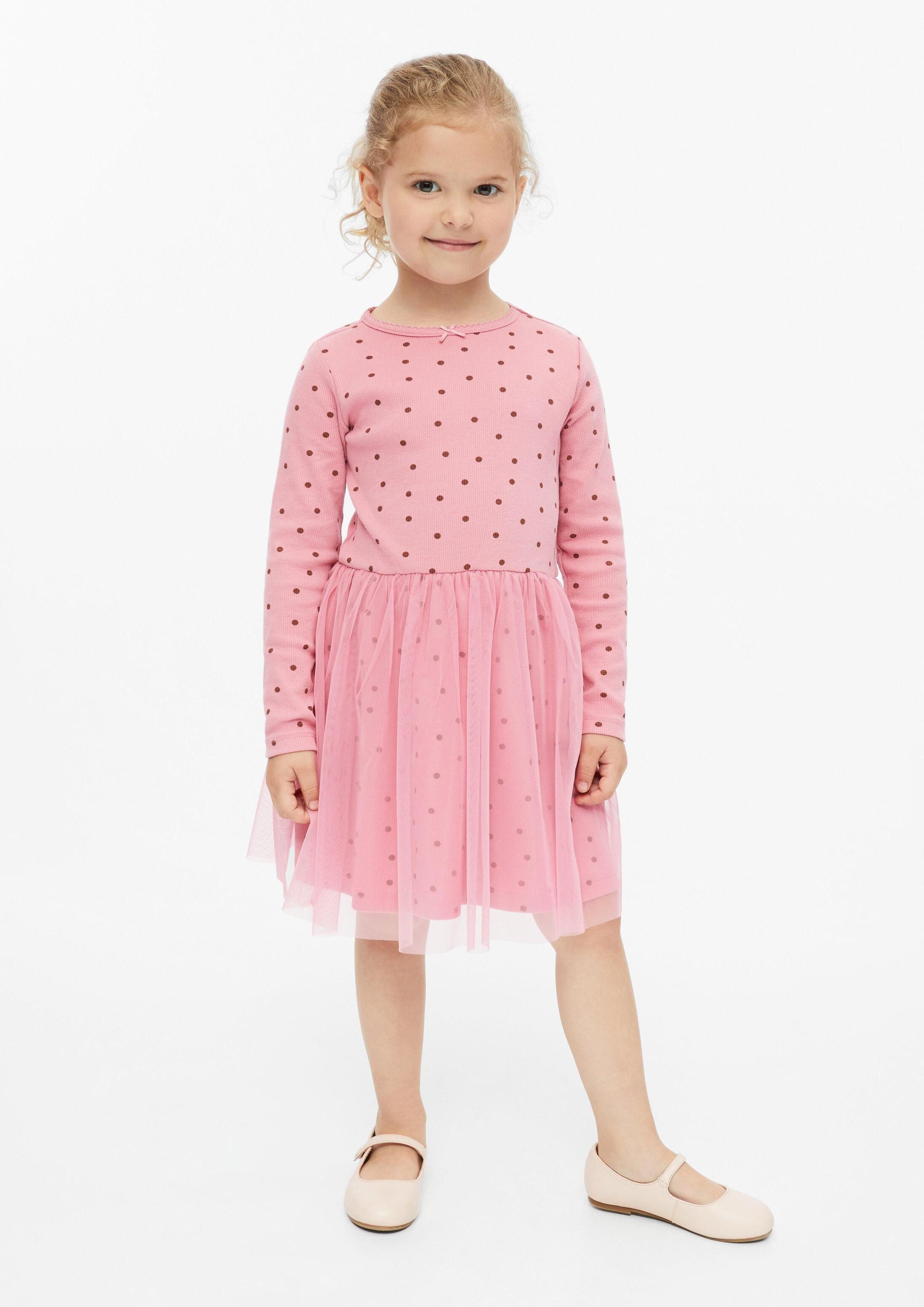 s.Oliver Minikleid Kleid Kurzes Rippkleid mit All-over-Print mit Tüllrock – Bild 3 von 4