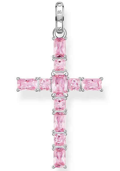 THOMAS SABO Kettenanhänger Kreuz pinke oder bunte Steine, PE939-051-9, PE939-073-7, mit Spinell (synth), Zirkonia (synth), Korund (synth)