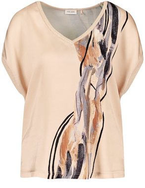 GERRY WEBER Kurzarmshirt Gemustertes Blusenshirt mit Strick-Detail