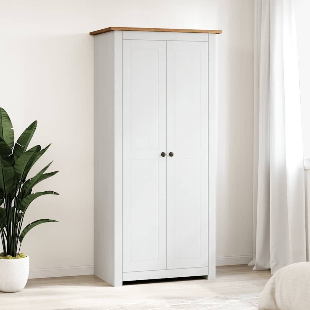 furnicato Kleiderschrank Massivholz 80 x 50 x 171,5 cm Weiß Garderobenschrank mit Hängestange und Einlegeboden für dein Zimmer